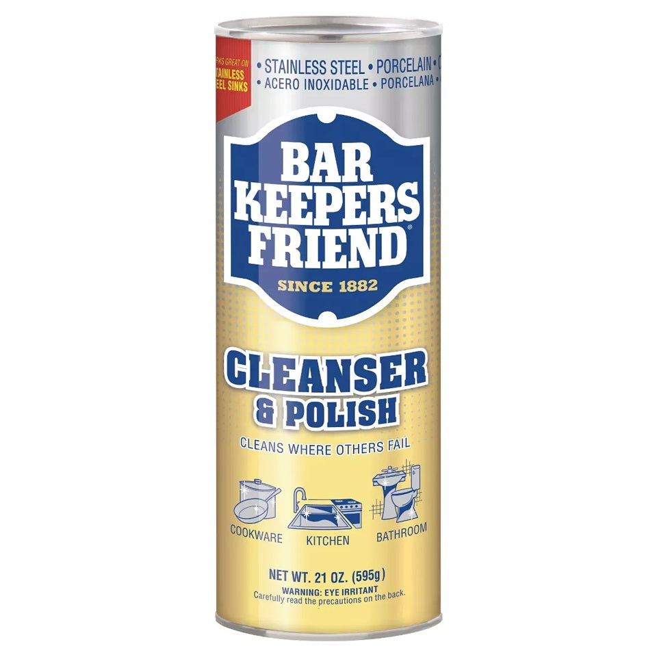 Bar keepers Friends multi-purpose cleaner cleanser & polish clean where others fail including cookware cleaning, bathroom cleaning and kitchen cleaning.