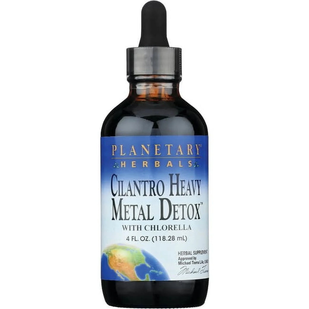 Bottle of Planetary Herbals Cilantro Heavy Metal Detox with Chlorella on a white background