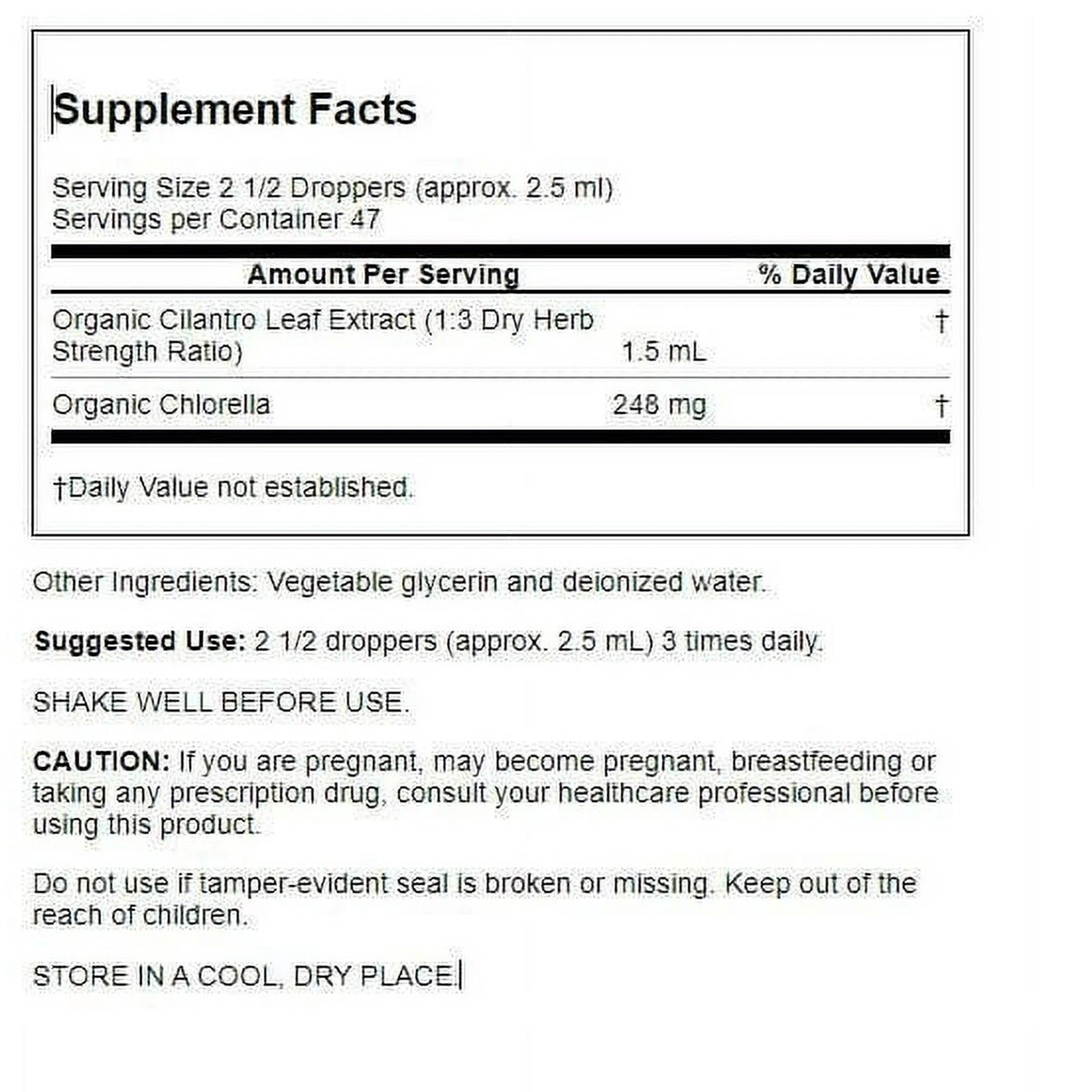 Cilantro heavy metal detox, liquid herbal cleanse ingredients and suggested use.
