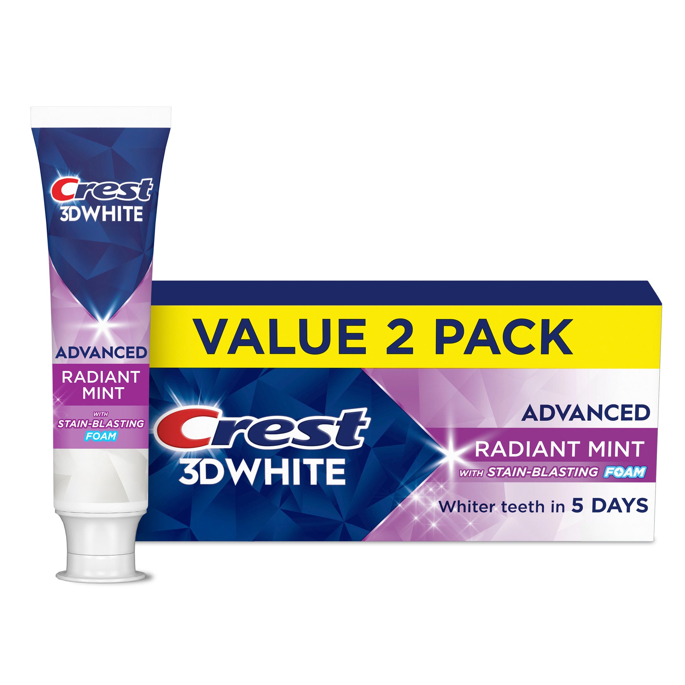 Crest 3D White Advanced Radiant Mint Whitening Toothpaste | 3.3 Oz (93 g)
