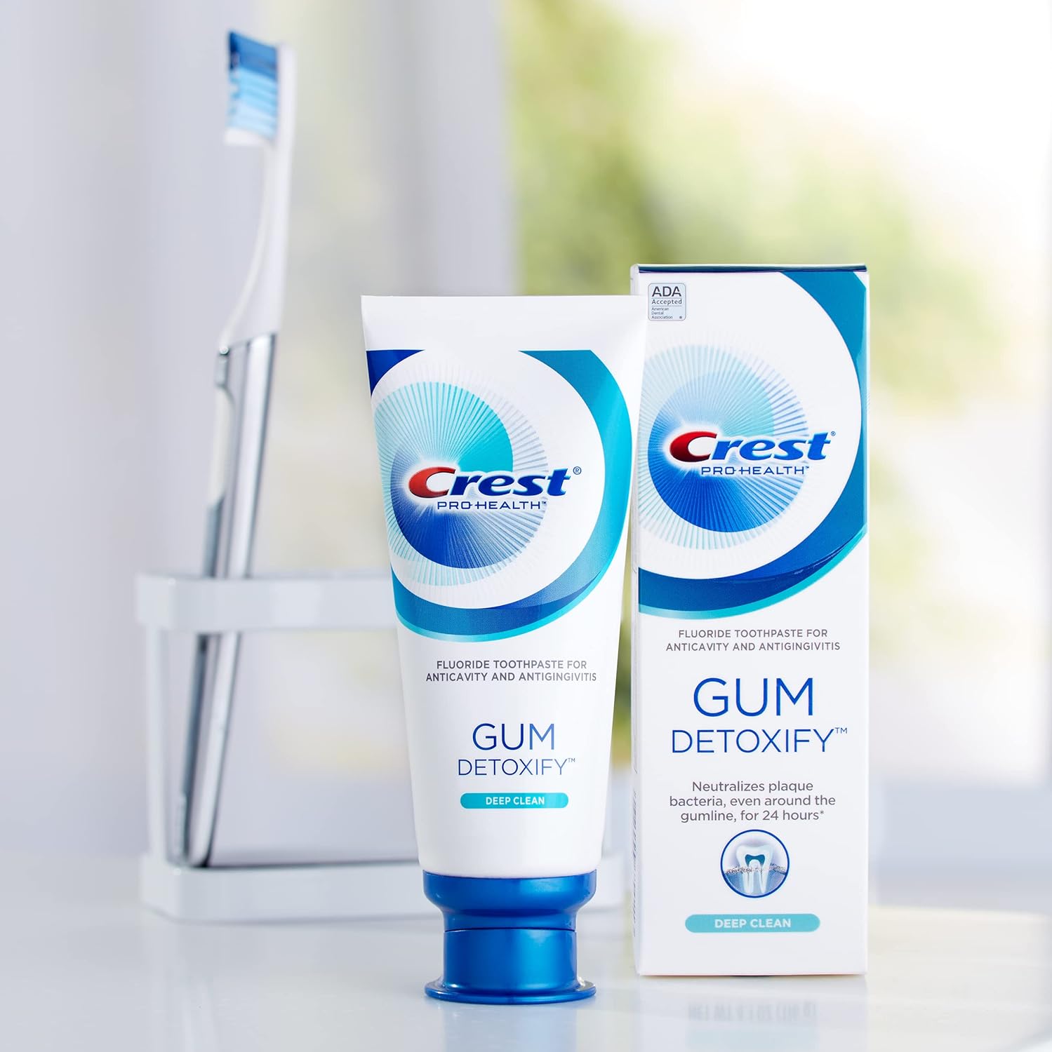 Crest pro health gum detoxify fluoride toothpaste for anti cavity and anti gingivitis - deep clean.