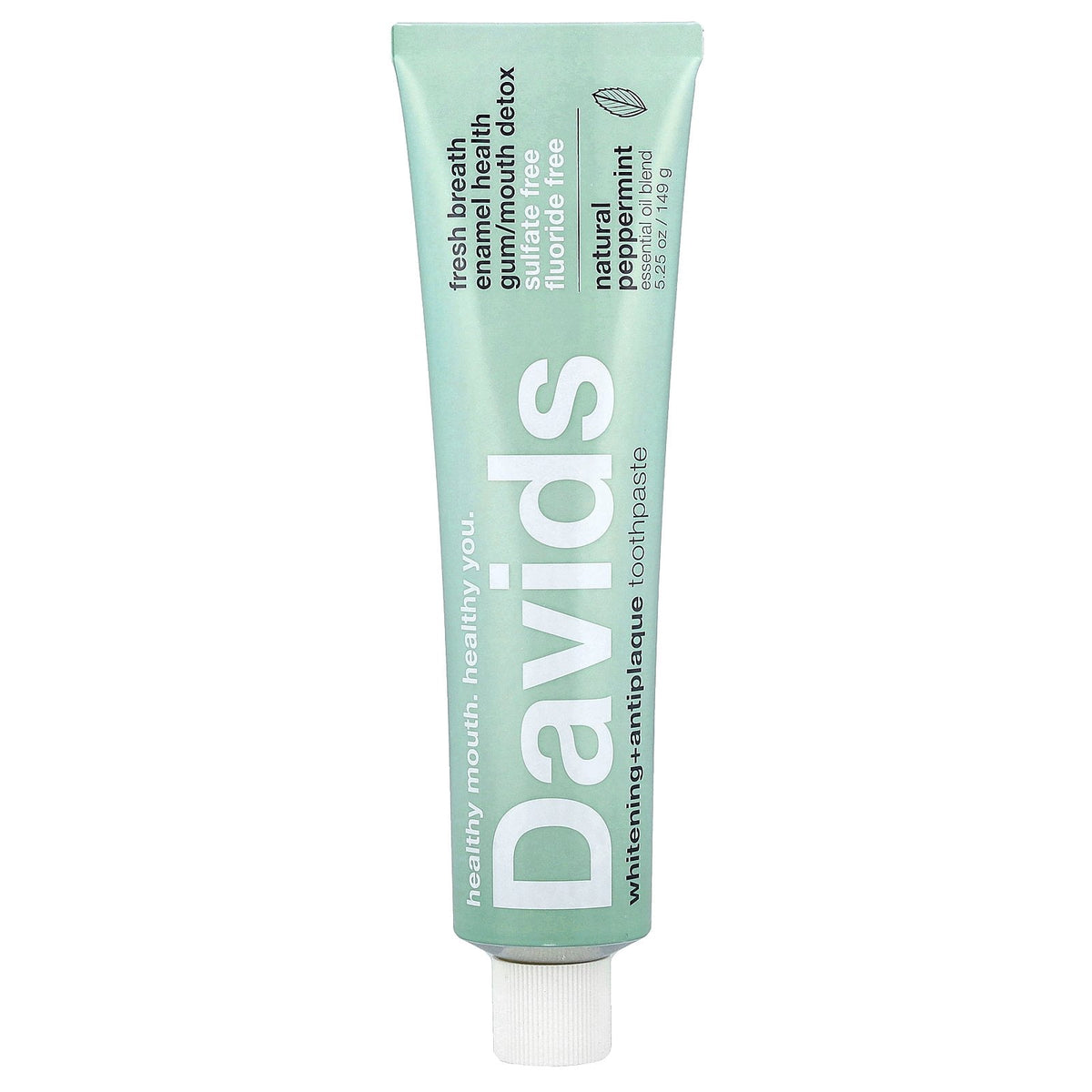 Davids Natural Whitening Toothpaste | Peppermint | 5.25 Oz (149 g)