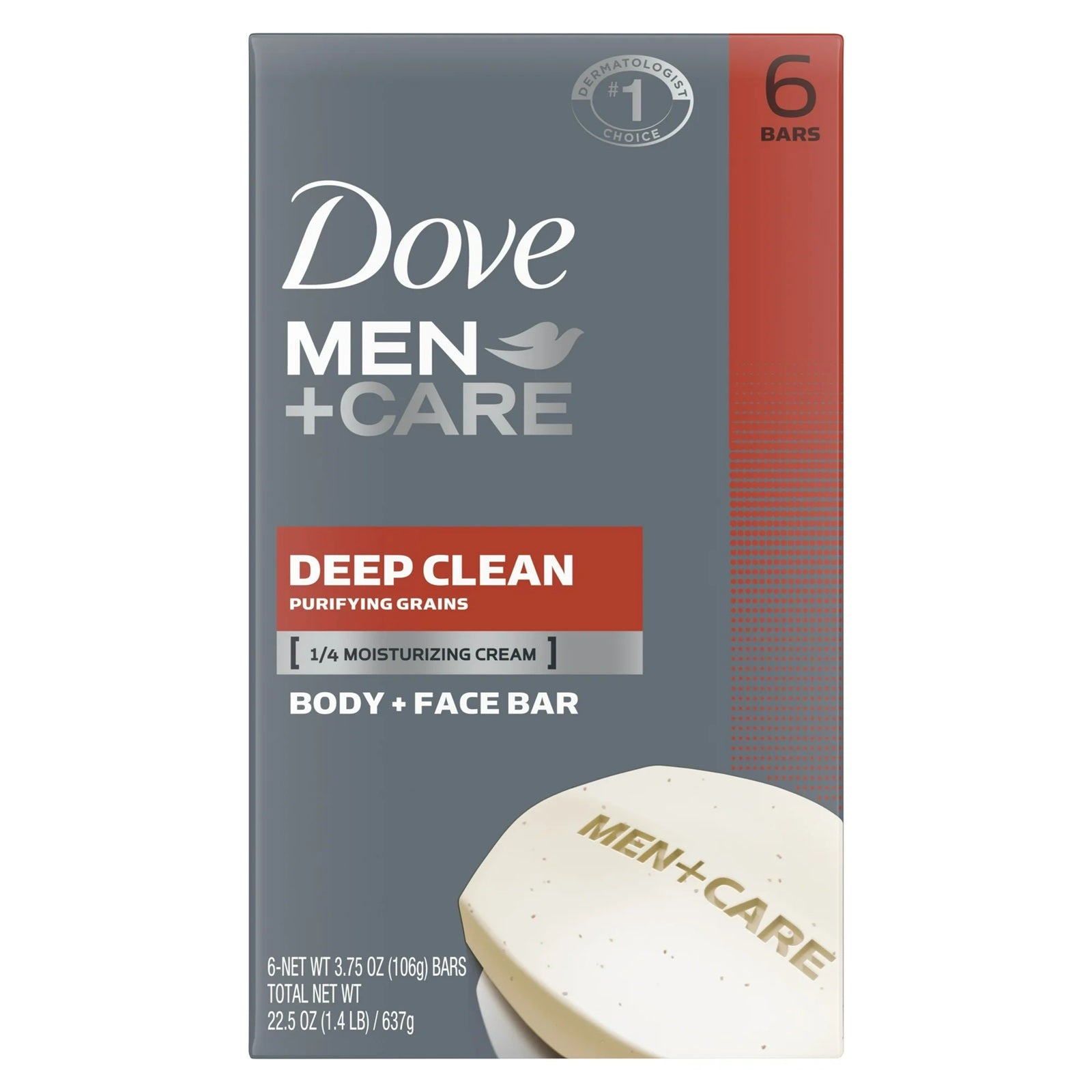 Dove men+care deep clean purifying grains moisturizing body + face soap bar