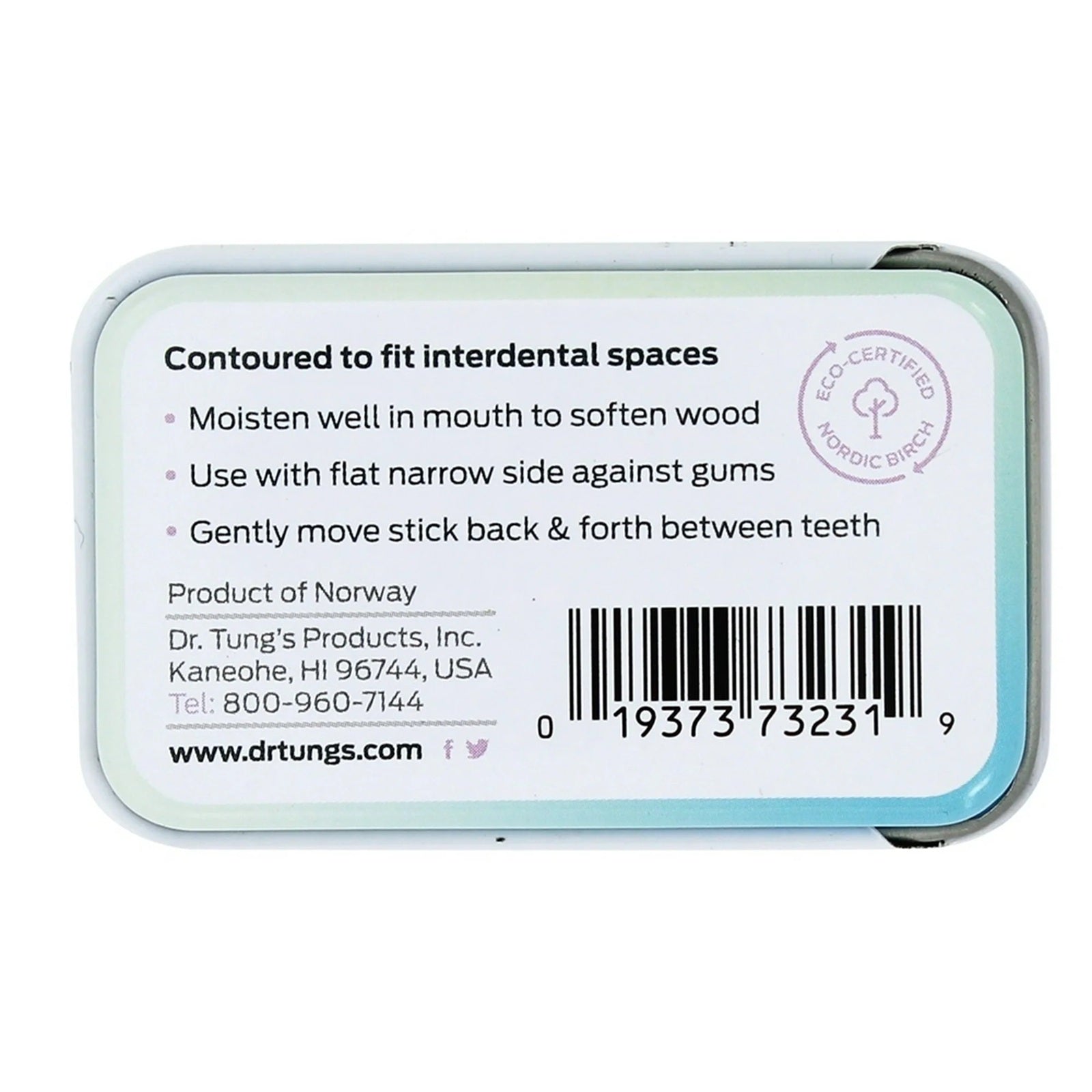 Back of box of Dr Rungs perio sticks with instructions and and information