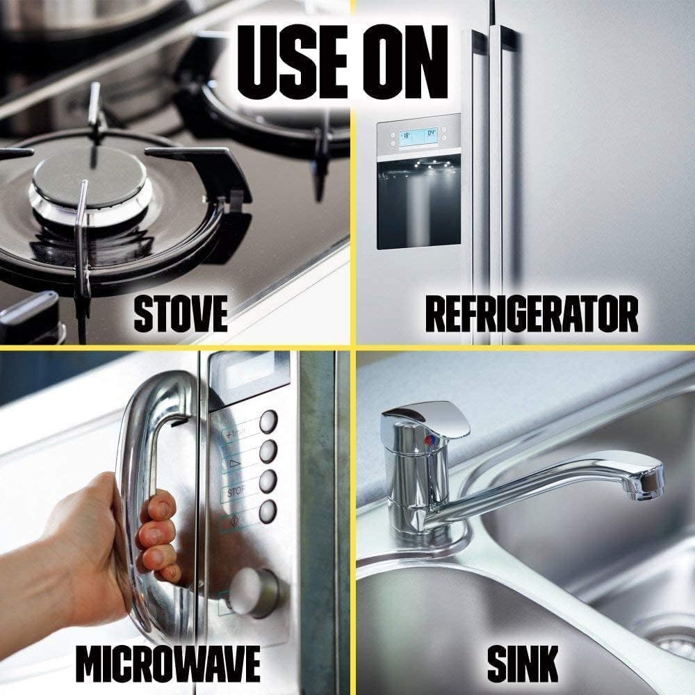 Easy-Off heavy duty cleaner is great for use on stove, refrigerator, sink and microwave.