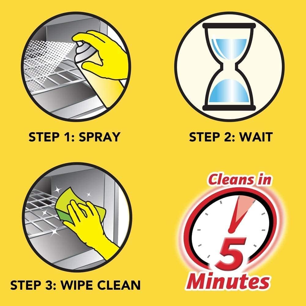 Easy-off heavy duty degreaser cleans grime and grease in 5 minutes.