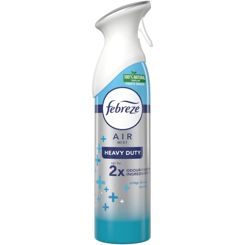 Febreze air mist heavy duty, air freshener spray bottle with up to 2x odor fighting ingredients in crisp clean scent
