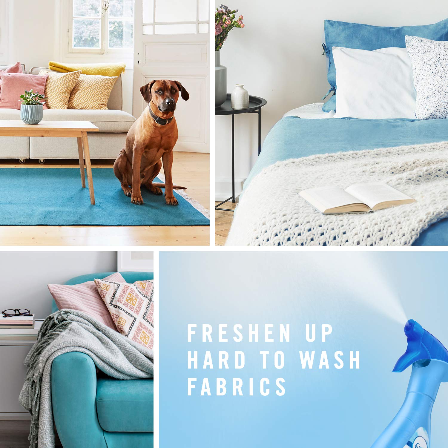 Febreze fabric refresher spray to freshen up hard to wash fabrics