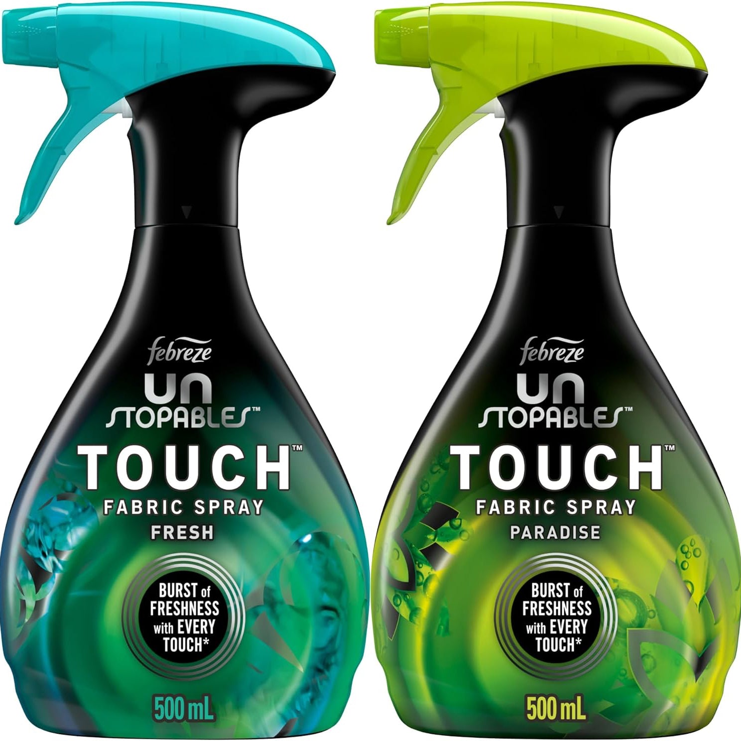 Two bottles of Febreze Unstopables Touch fabric spray for fabric rerfresh