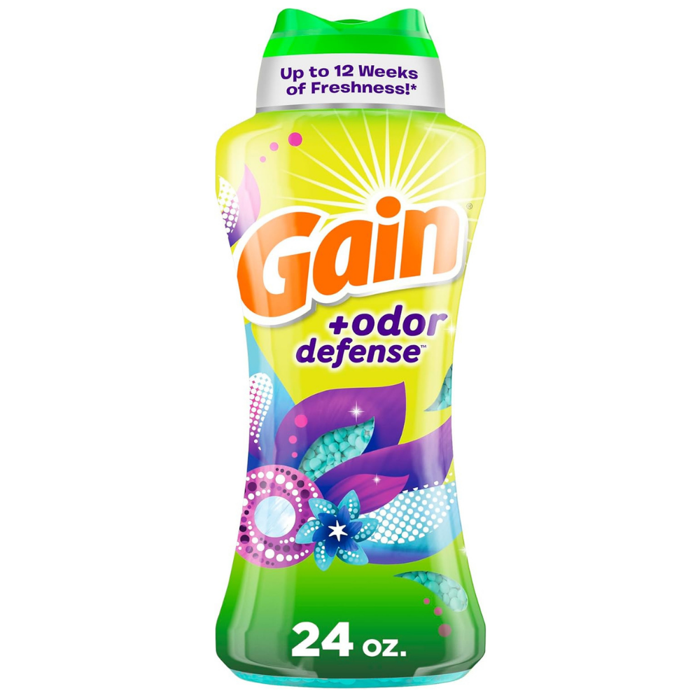 Gain + Odor Defense laundry detergent bottle for up to 12 weeks of freshness