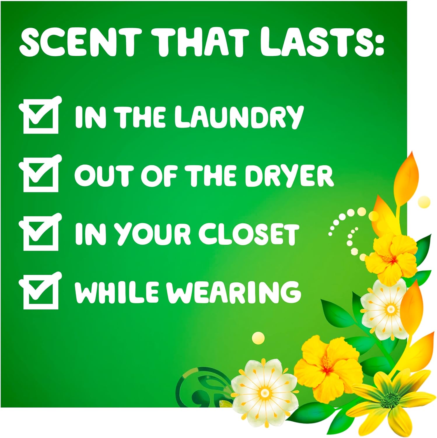 Gain original liquid laundry detergent has a scent that lasts.