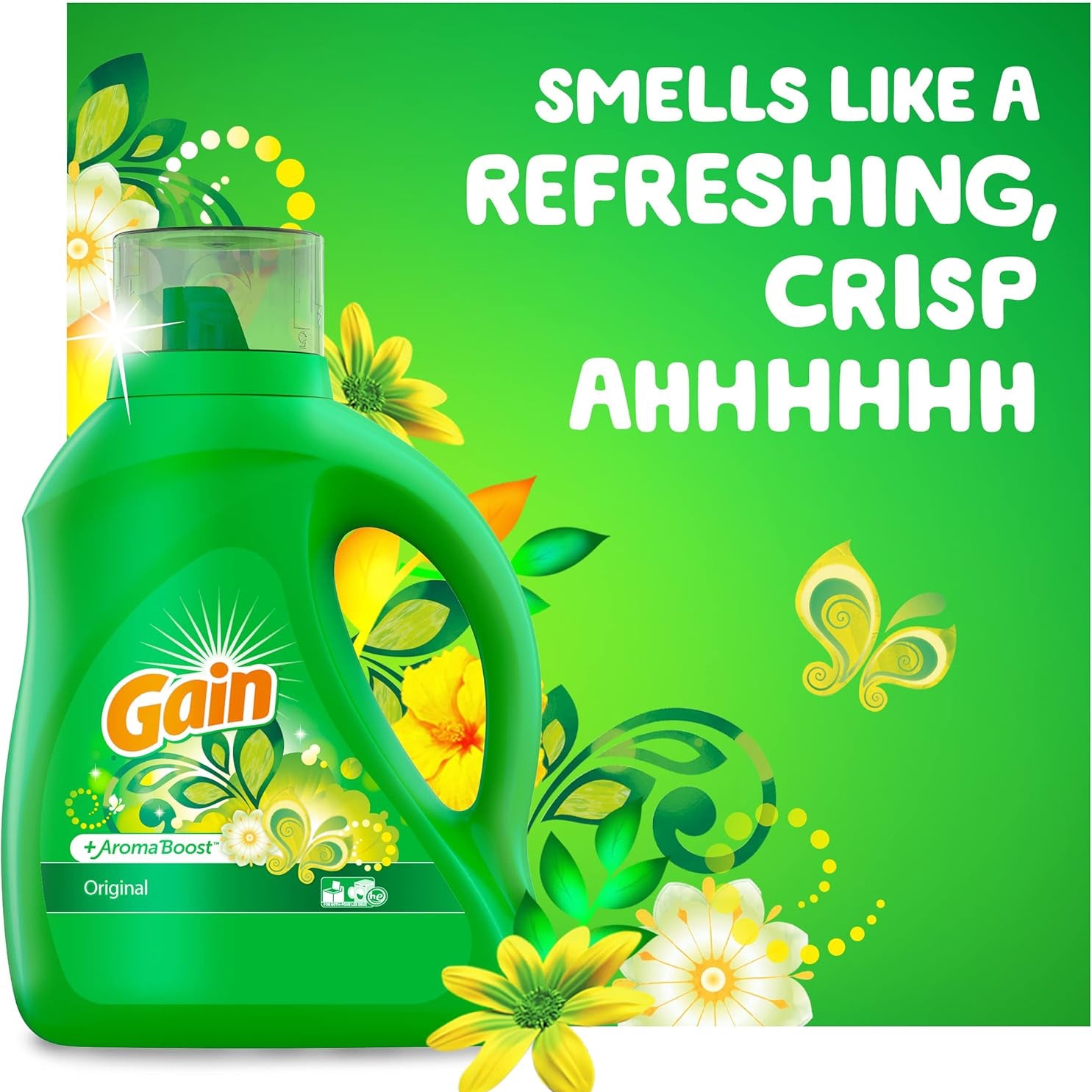 Gain original laundry detergent smells refreshingly crisp.