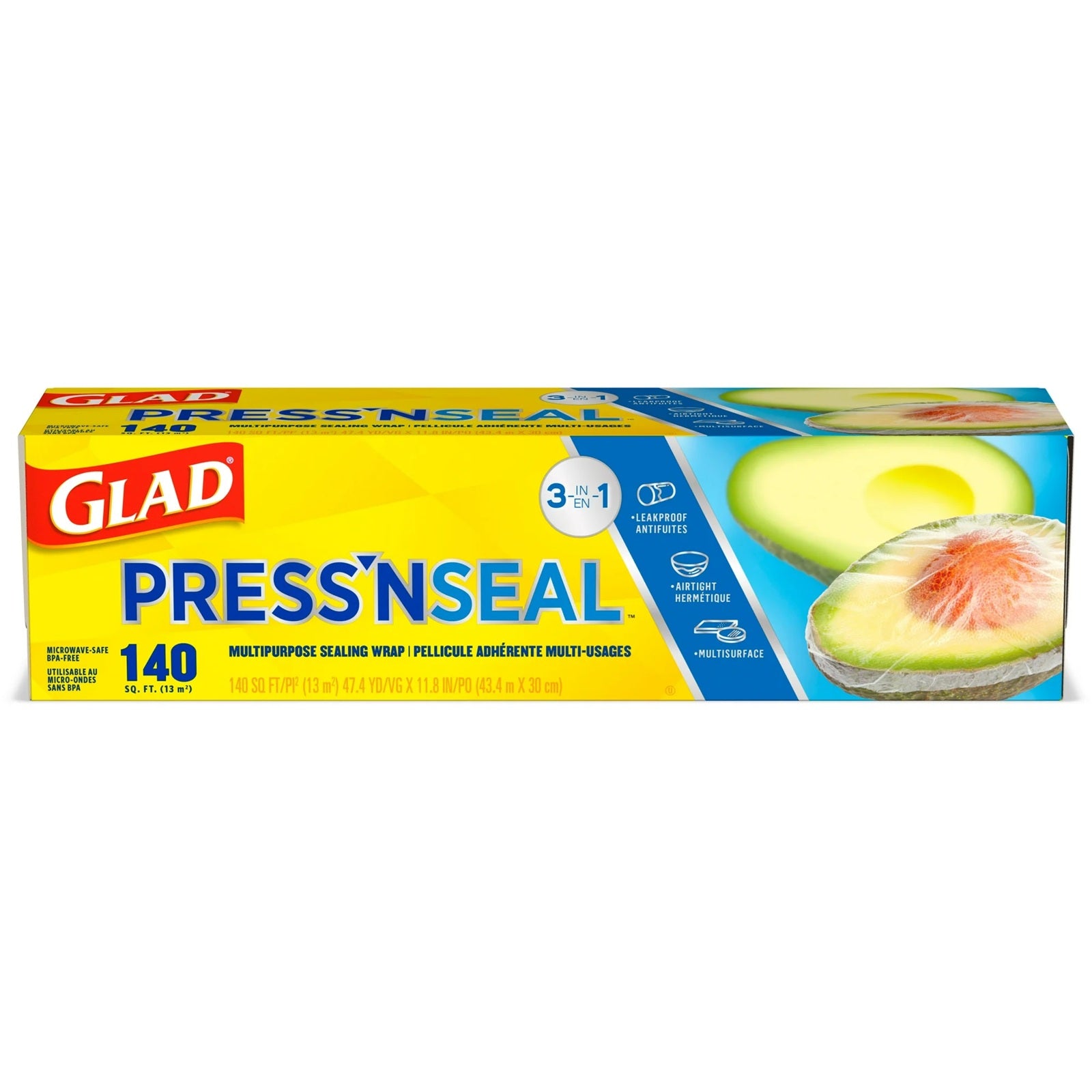 Box of Glad Press'n Seal multipurpose sealing wrap for airtight, leak-rods sealing - 140 sq.ft