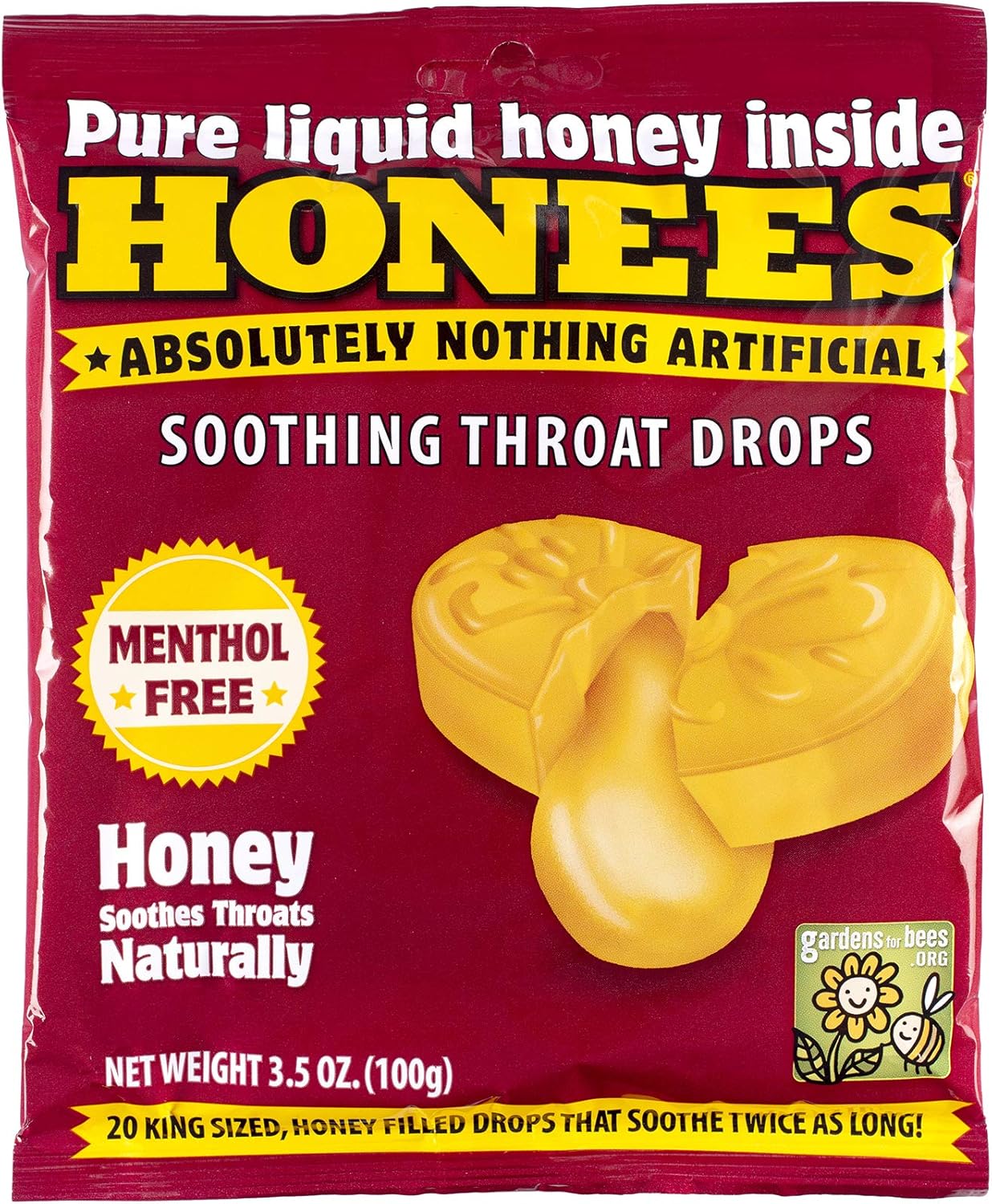 Honees Honey Filled Cough Drops - 20-Piece