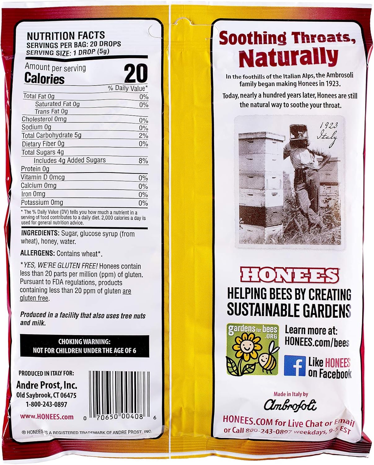 Honees Honey Filled Cough Drops - 20-Piece