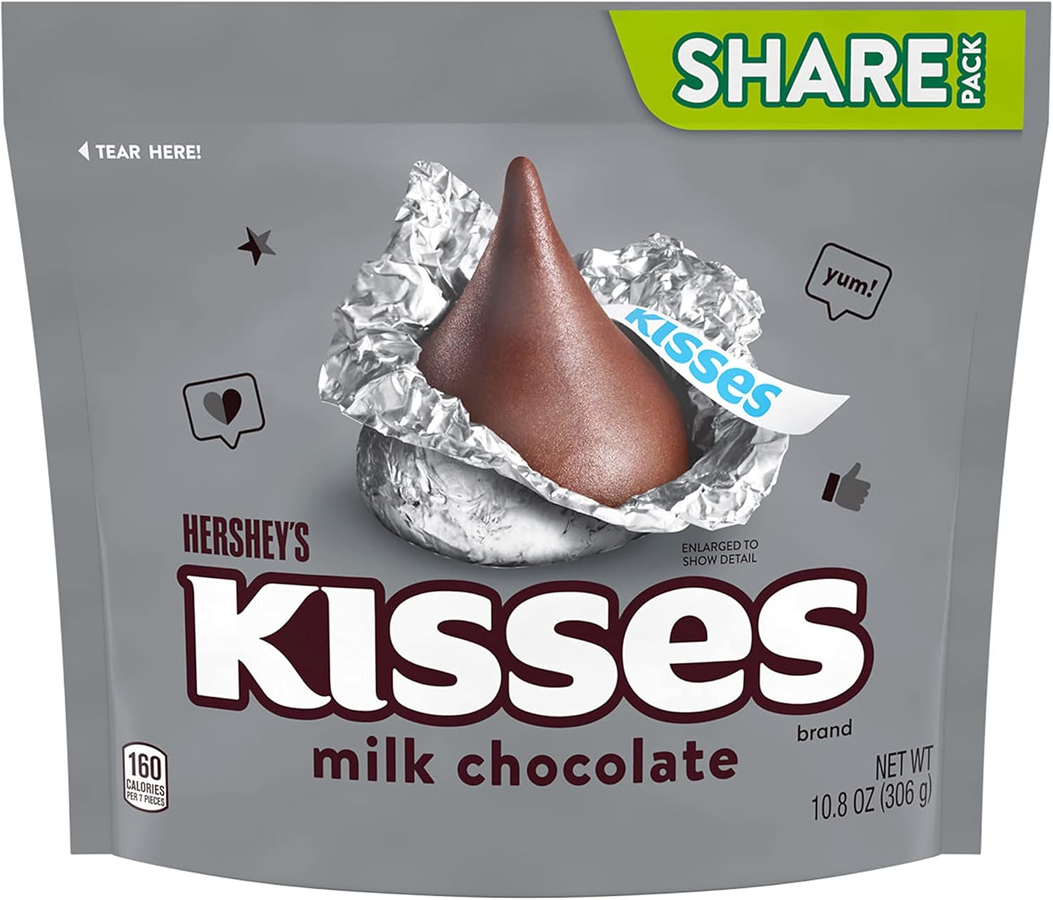 Hershey's Kisses Milk Chocolate Share Pack | 10.8 Oz