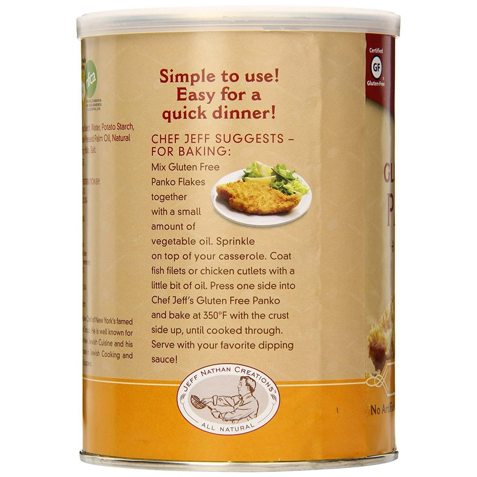 Jeff Nathan Creations Gluten Free Breadcrumbs, Panko Crumbs | Plain | 425g