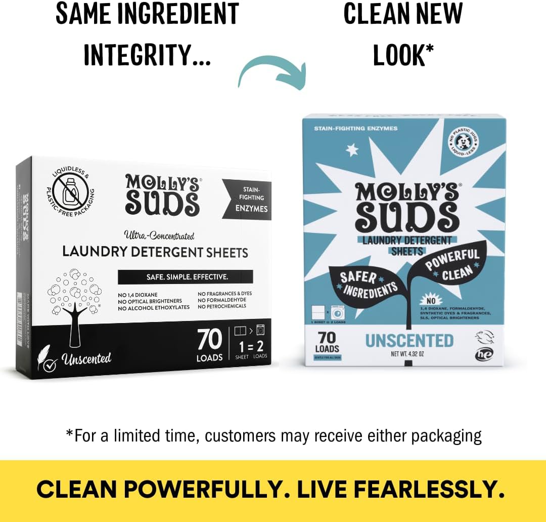 Molly’s Suds Laundry Detergent Sheets | 70 Loads | Unscented