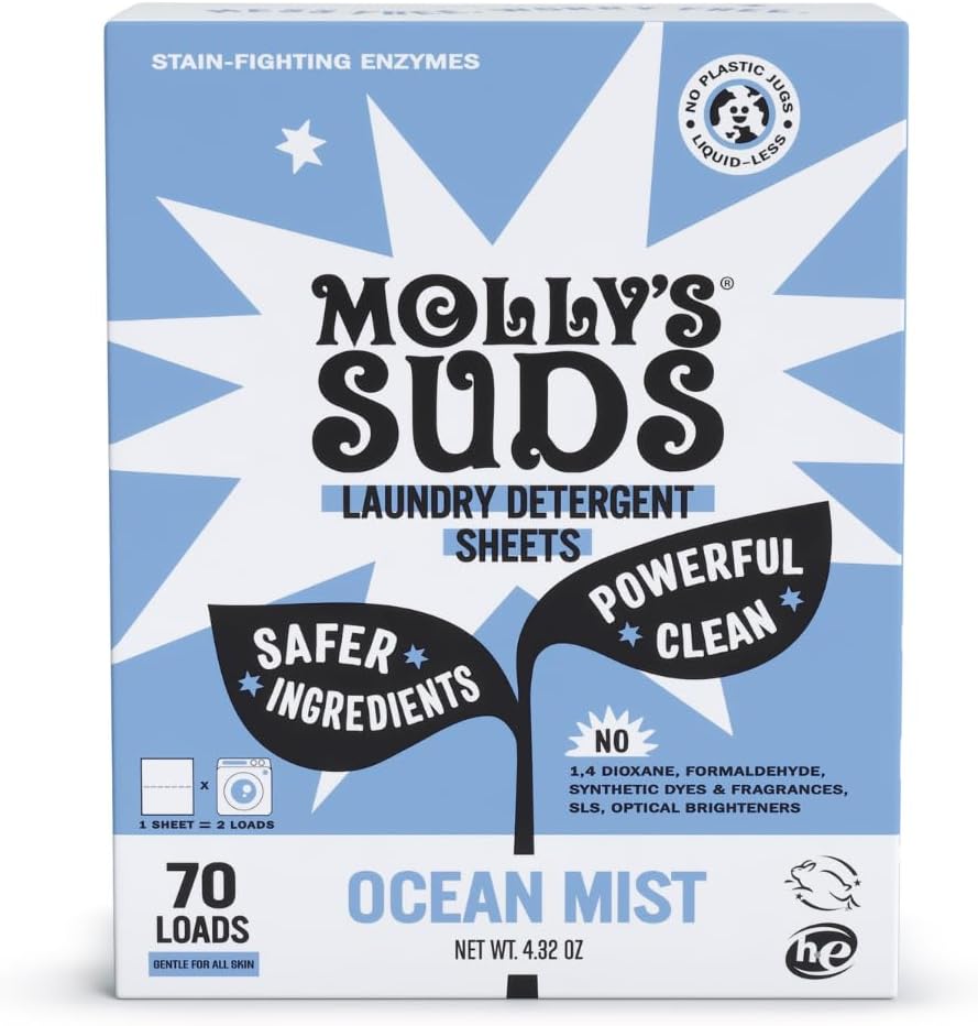 Molly’s Suds Laundry Detergent Sheets | Ocean Mist | 70 Loads