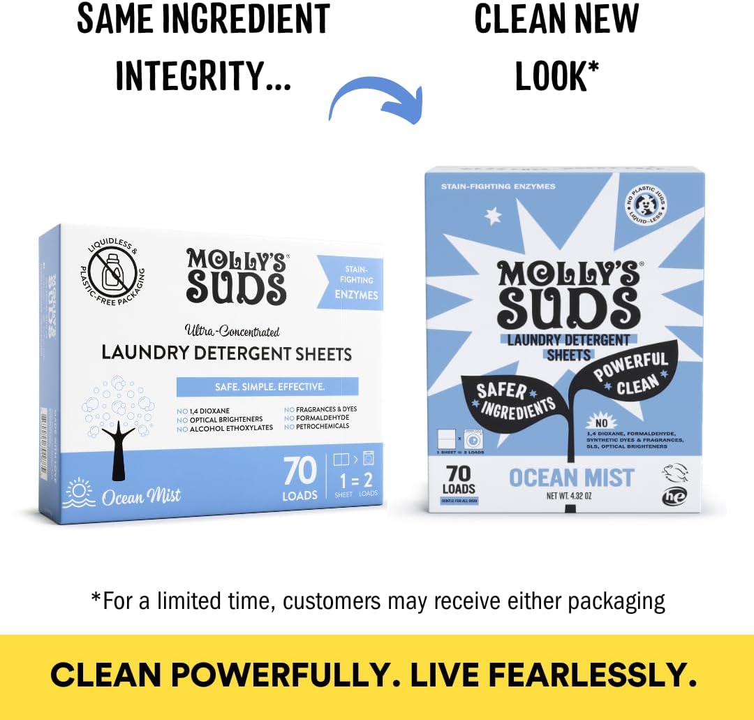 Molly’s Suds Laundry Detergent Sheets | Ocean Mist | 70 Loads