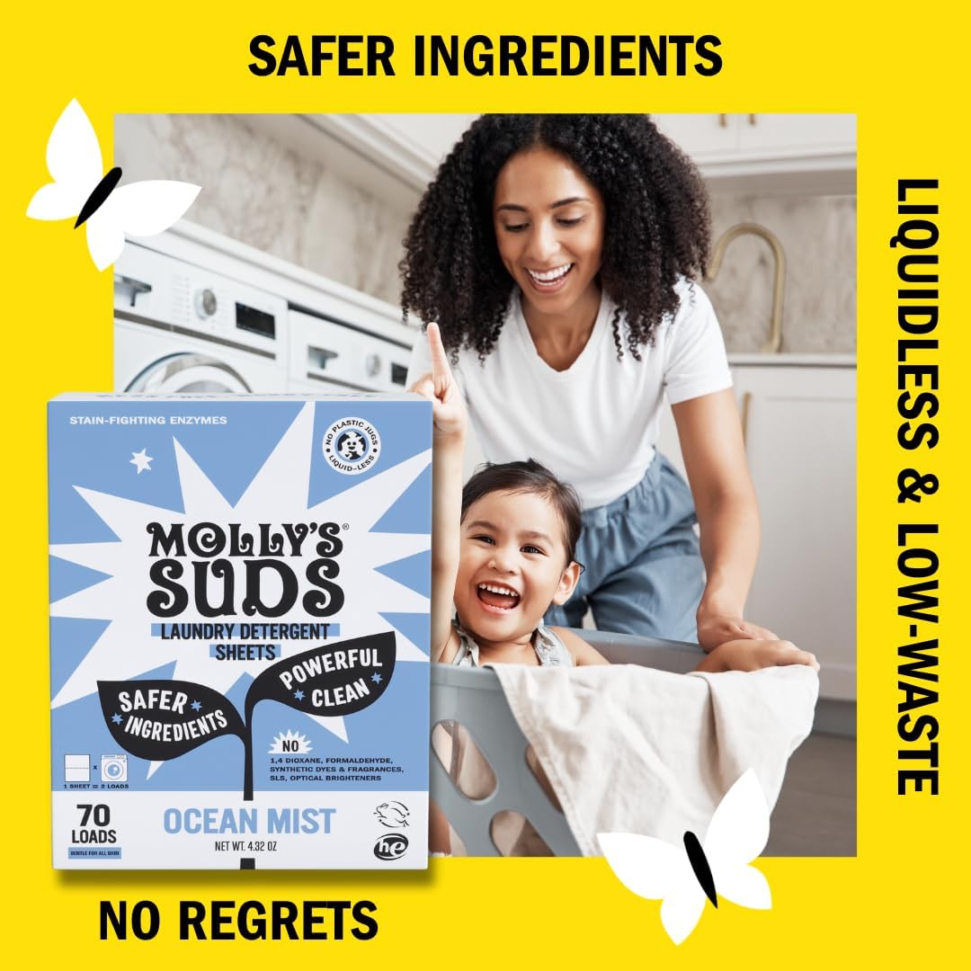 Molly’s Suds Laundry Detergent Sheets | Ocean Mist | 70 Loads