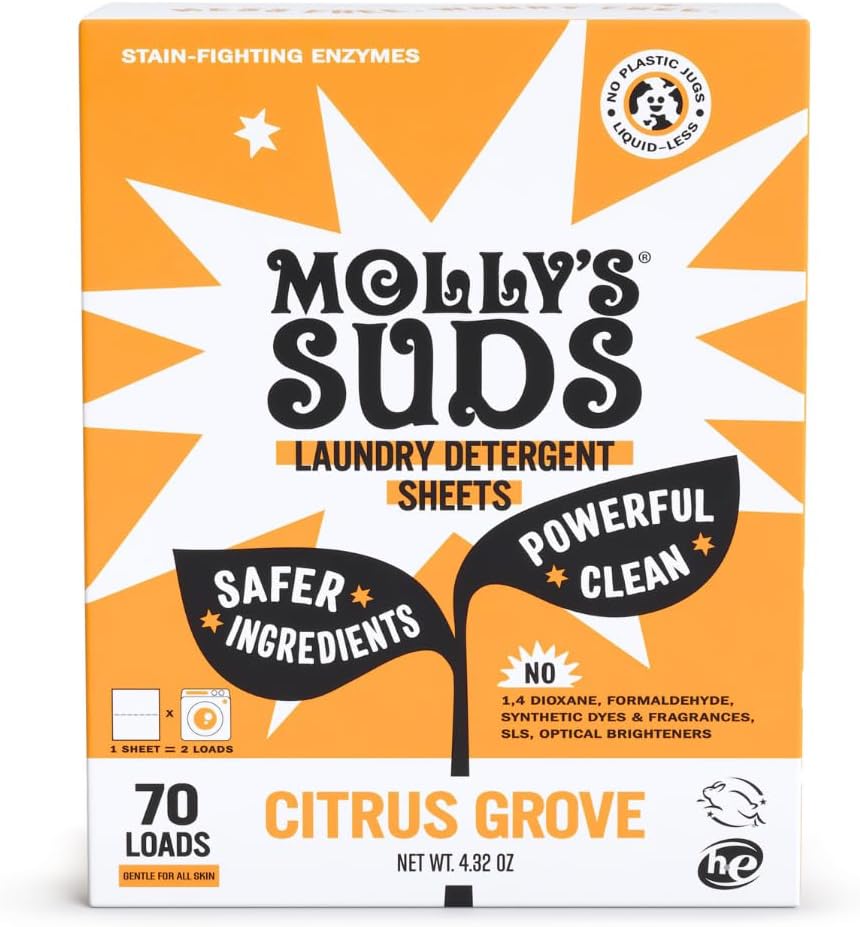 Molly's Suds Detergent Sheets | 70 Washes | Citrus Grove