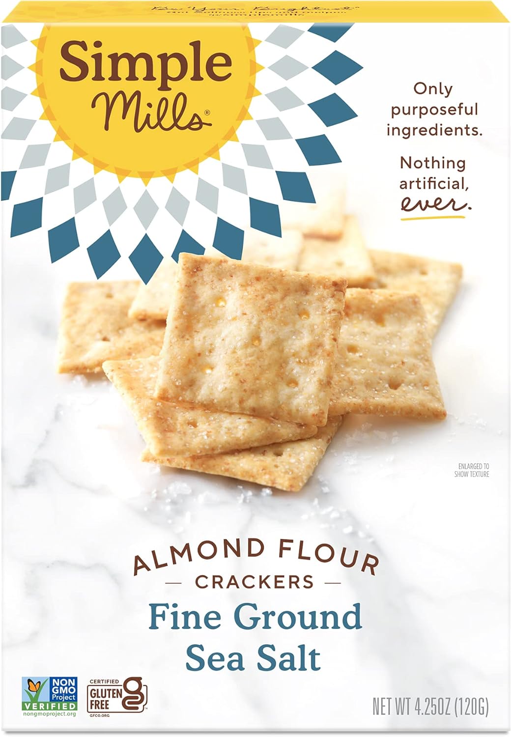 Simple Mills Almond Flour Crackers, Fine Ground Sea Salt | 4.25 Oz | Pack of 1