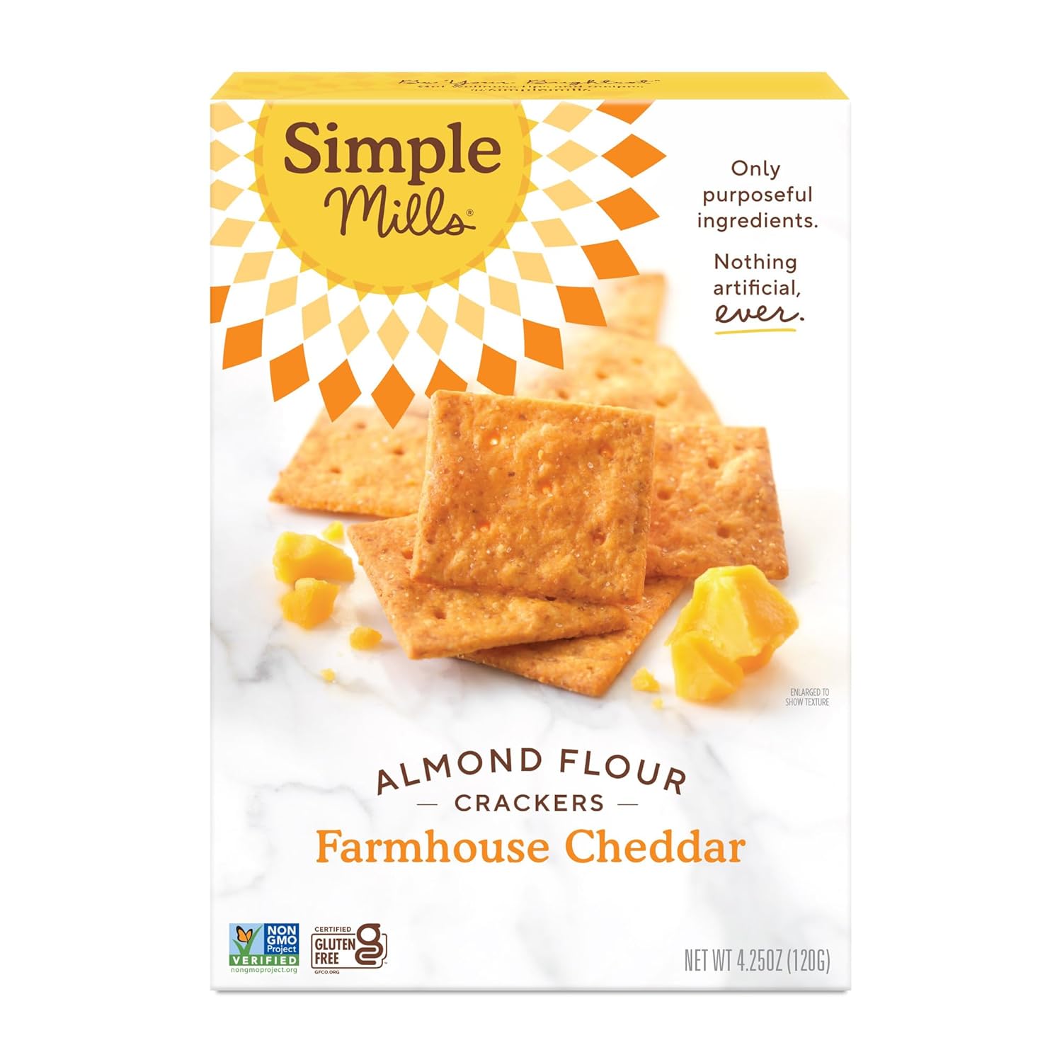 Simple Mills Naturally Gluten-Free Almond Flour Crackers, Farmhouse Cheddar, 4.25 oz