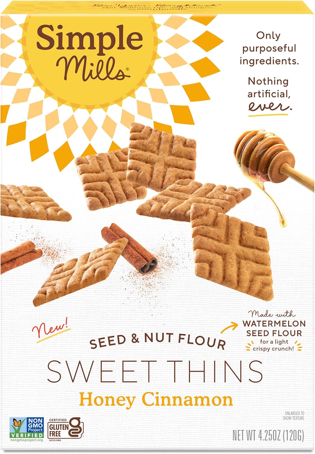 Simple Mills Sweet Thins Cookies, Seed and Nut Flour, Honey Cinnamon | 4.25 Oz