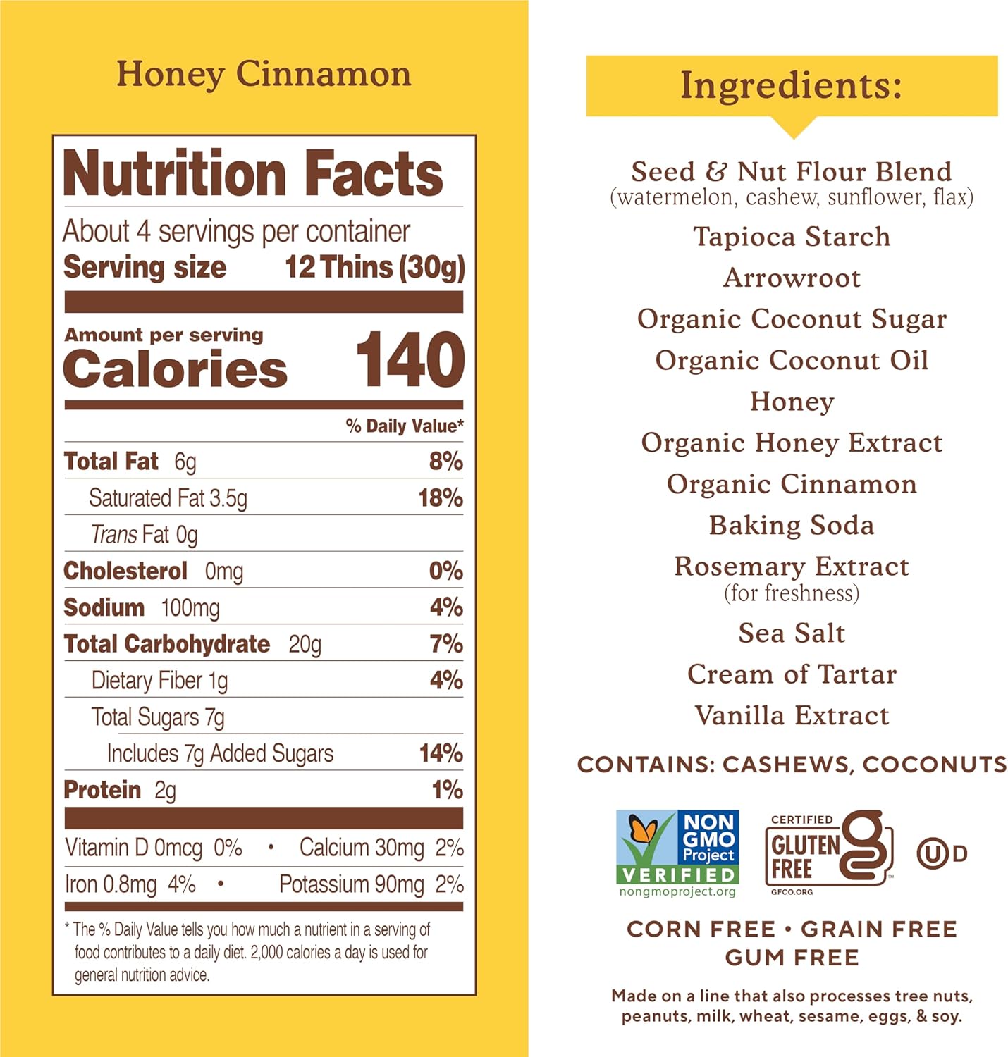 Simple Mills Sweet Thins Cookies, Seed and Nut Flour, Honey Cinnamon | 4.25 Oz