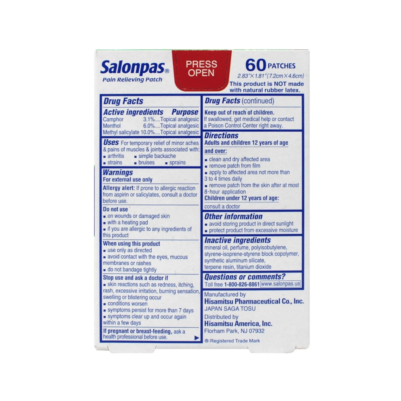Salonpas Pain Relieving Patch | 60 Count