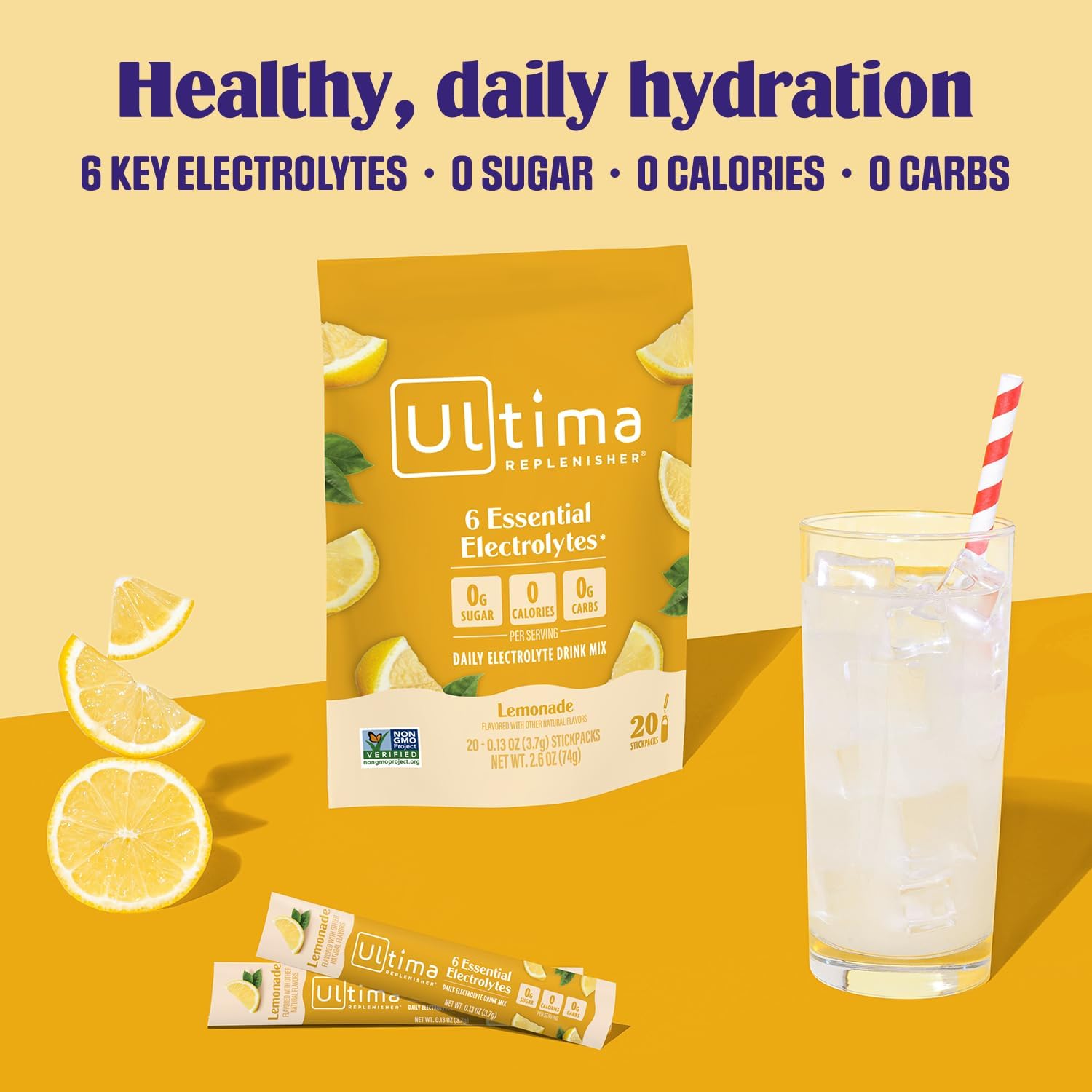 Ultima Replenisher Daily Electrolyte Powder | Lemonade | 20 Stickpacks