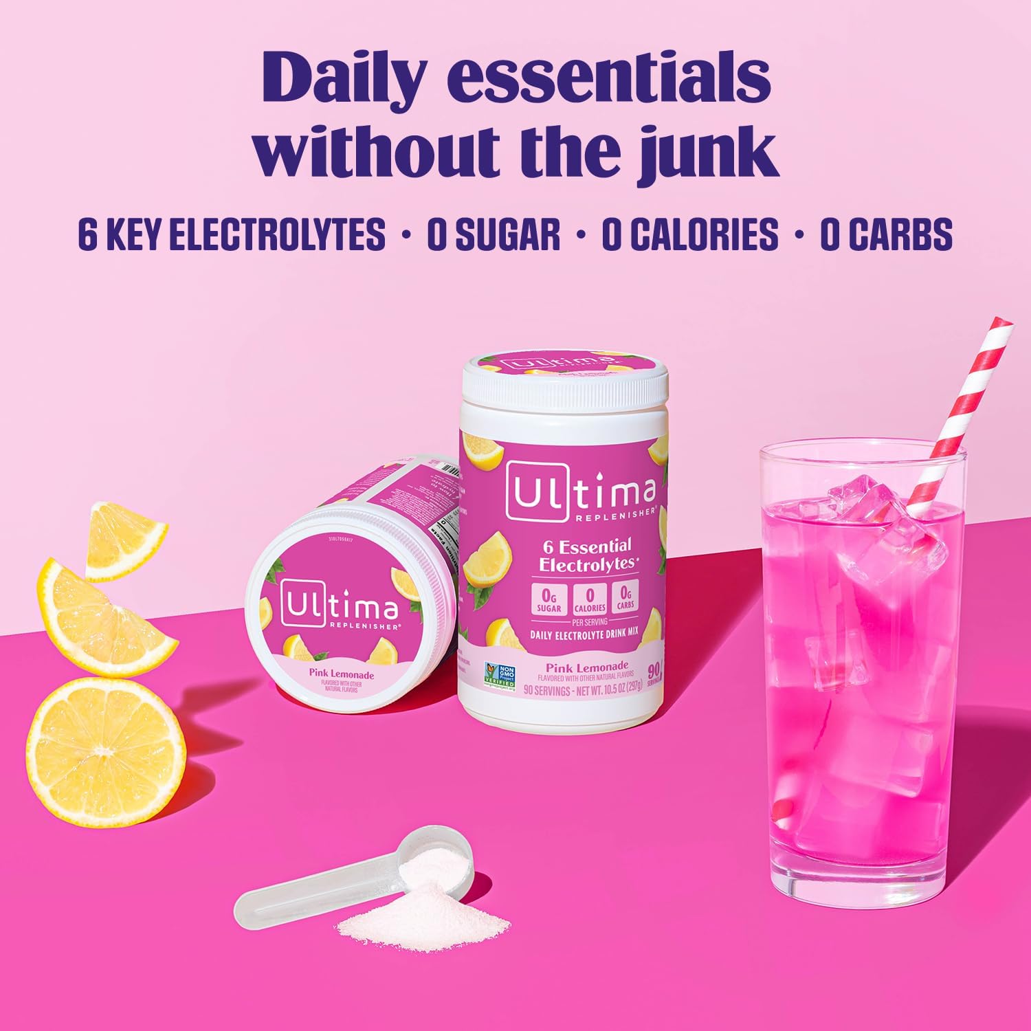 Ultima Replenisher Hydrating Electrolyte Powder | Pink Lemonade | 90 Servings
