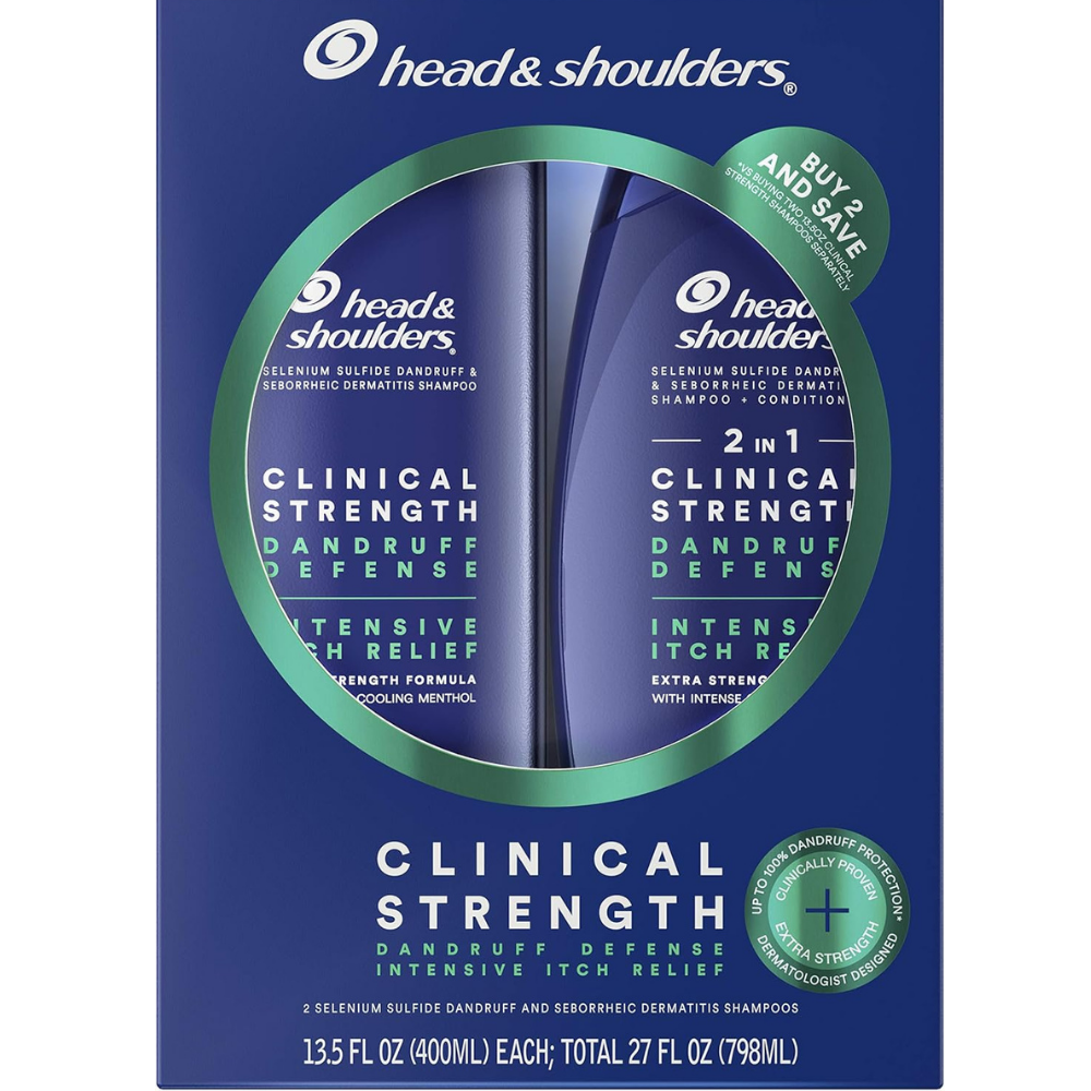 Head & shoulders clinical strength dandruff defense intensive itch relief shampoo pack.