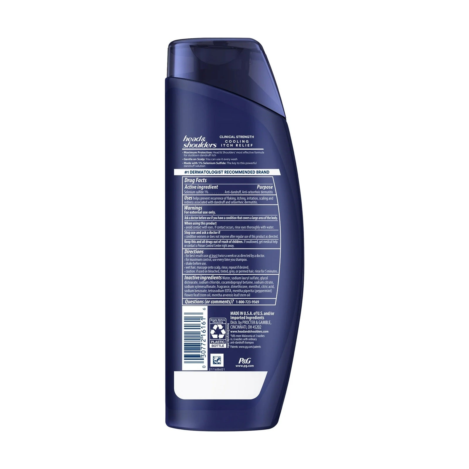 Head & shoulders clinical strength shampoo with cooling itching relief and selenium sulfide for anti-dandruff needs.
