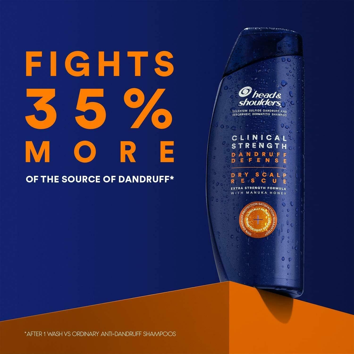 Head & shoulders clinical strength, dandruff defense fights 35% more of the source of dandruff.