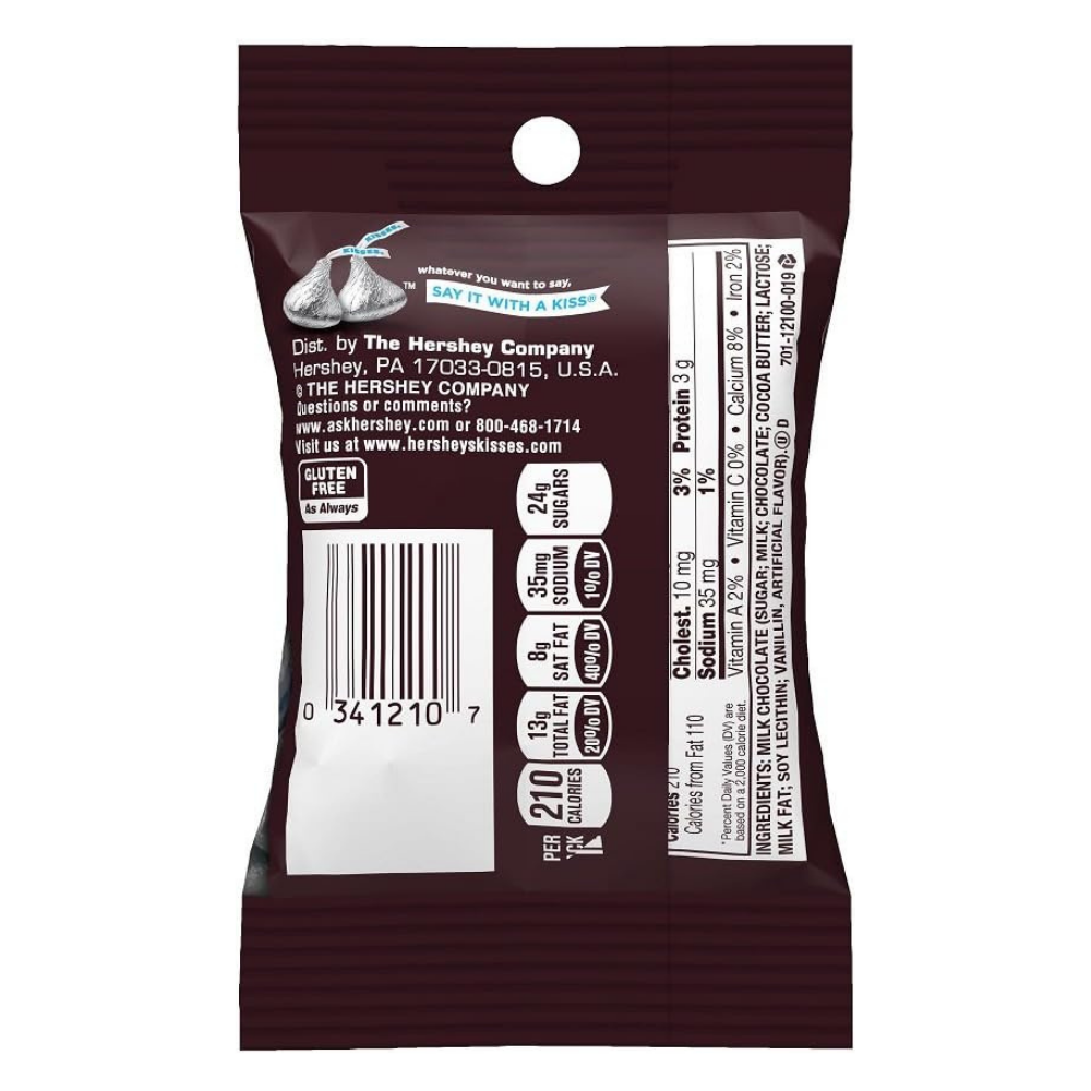 Package of Hersheys kisses milk chocolate drops - dairy treat.