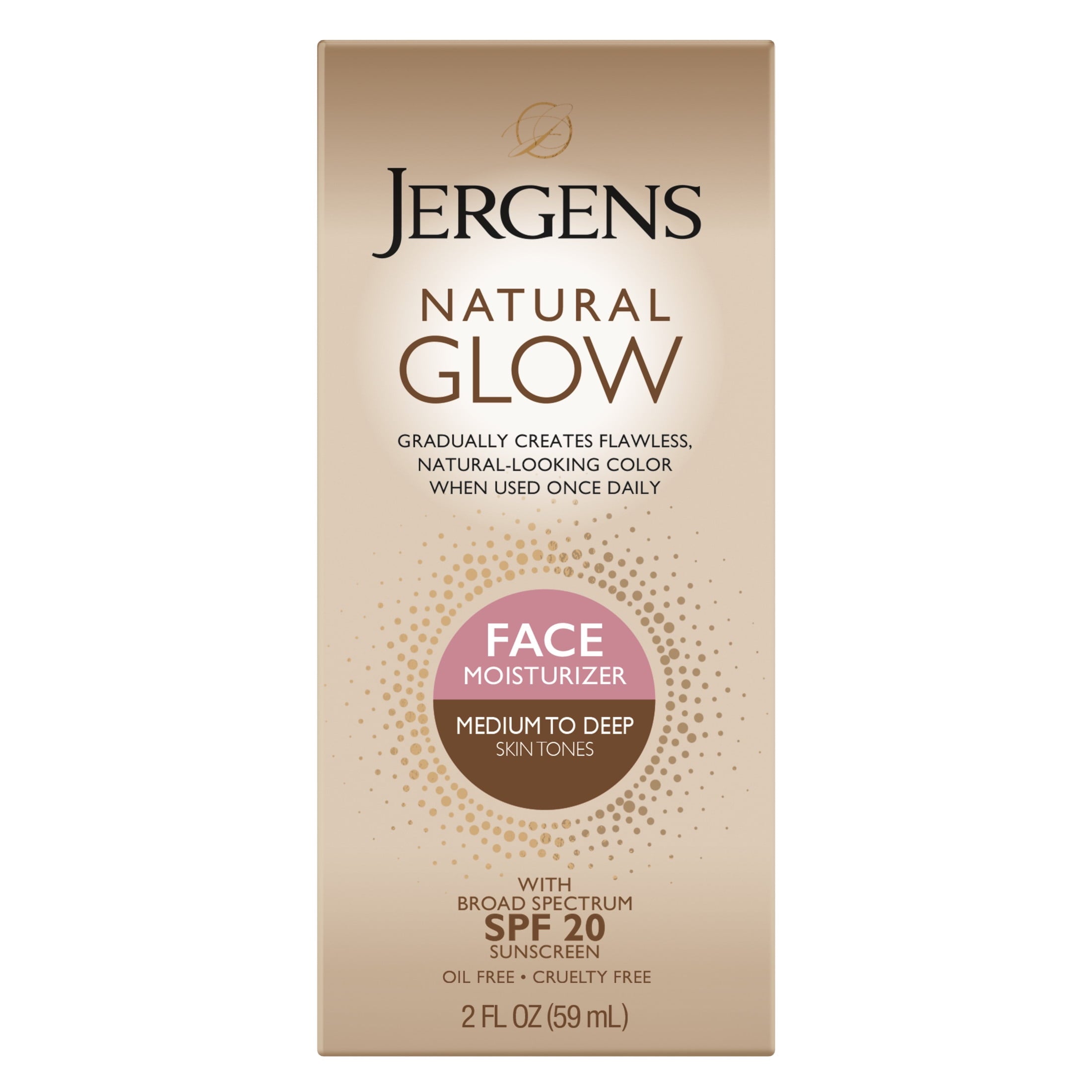 Jergens Natural Glow Face Moisturizer - Fair to Medium - SPF 20 Self Tanner, 2 Oz (59 ml)