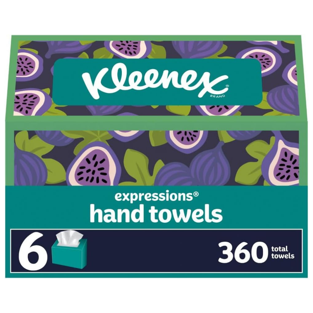 Kleenex expressions hand towels packaging with fig pattern