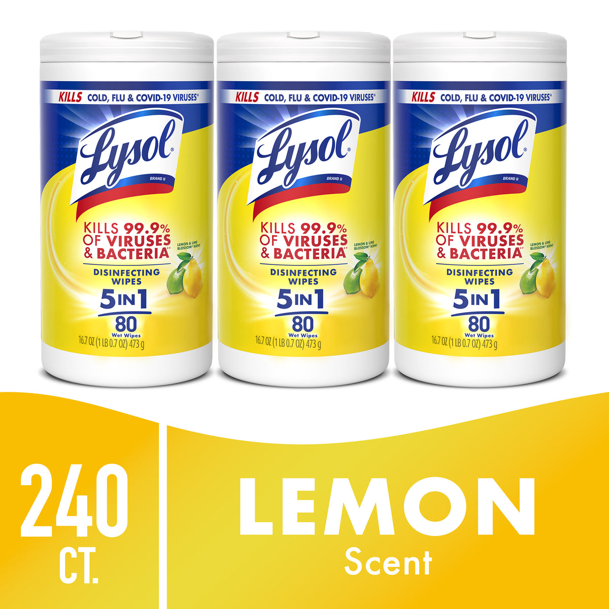 Lysol Disinfecting Wipes | Lemon and Lime Blossom | 240 Count