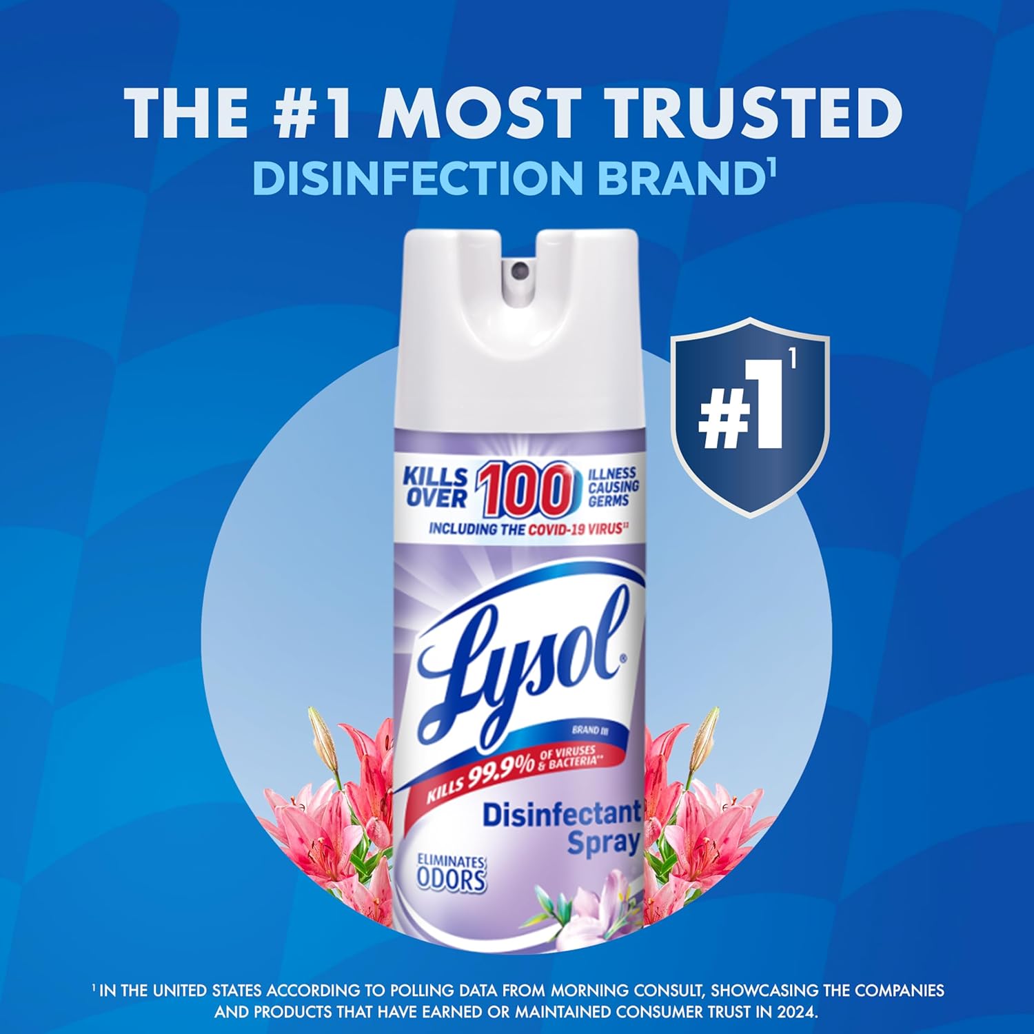 Lysol disinfectant spray - early morning scent is the number 1 most trusted disinfection brand in the US.