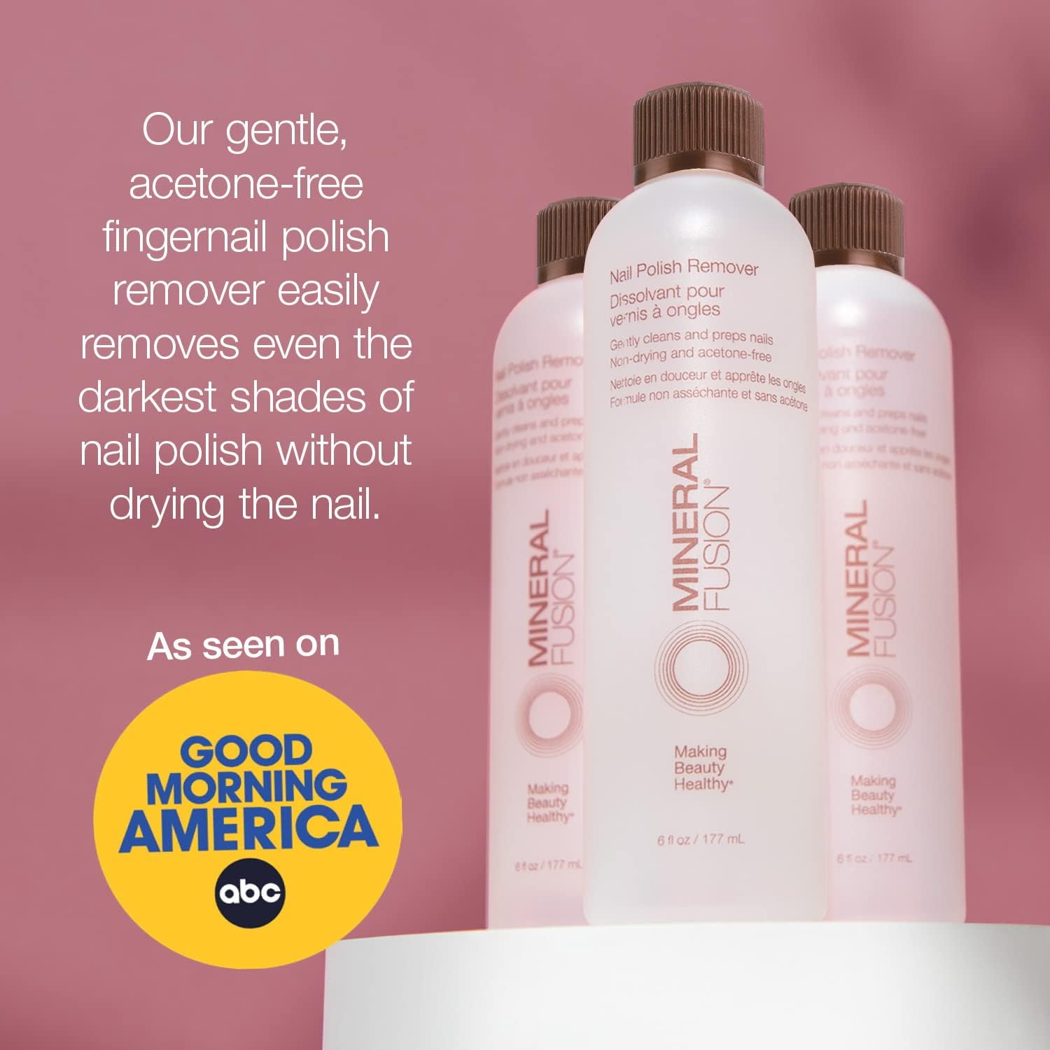 Mineral Fusion nali polish remover uses gentle acetone free formula and removes even the darkest nail polish shade without drying the nail.