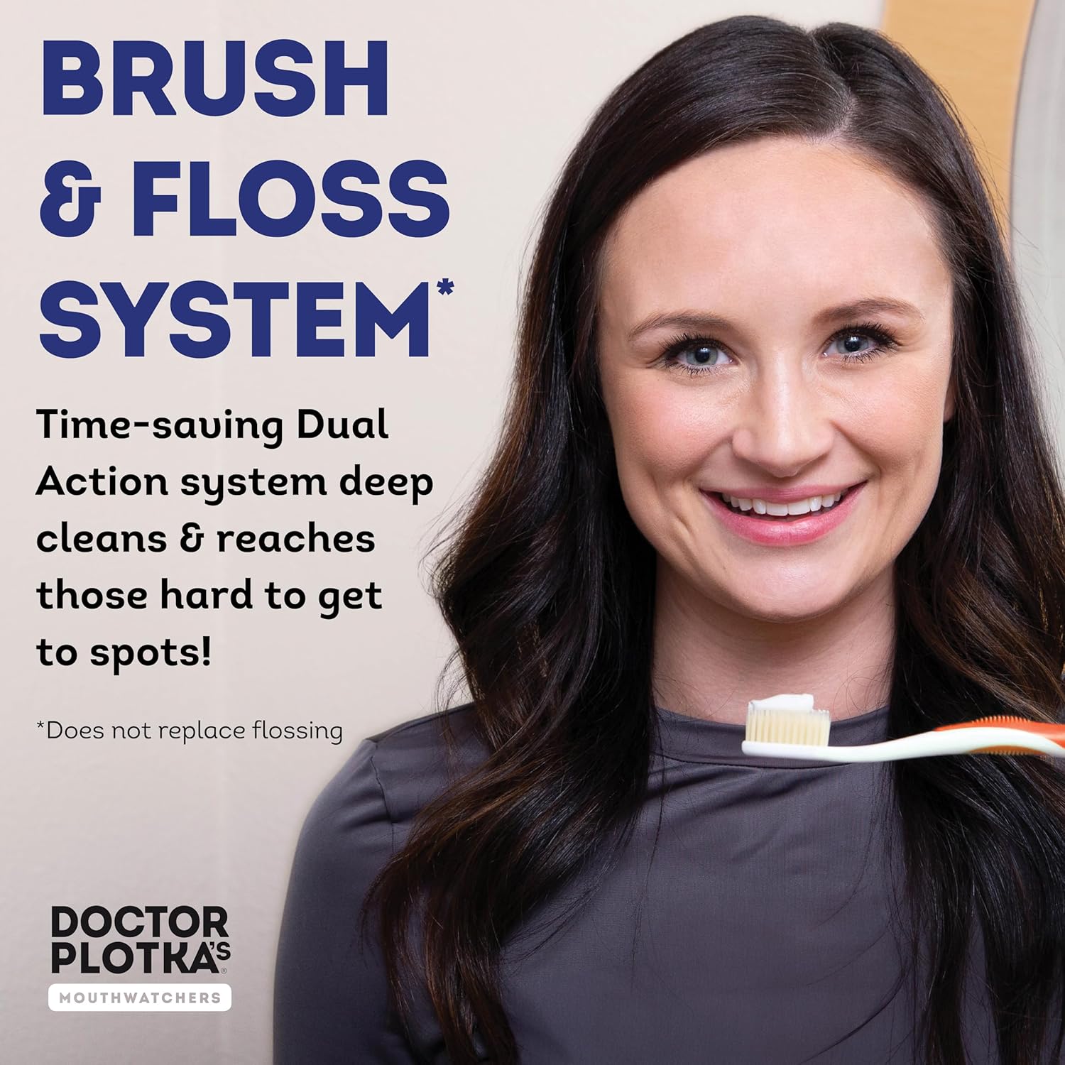 Mouthwatchers Doctor Plotka's is a brush and floss system to save time and reach hard spots.
