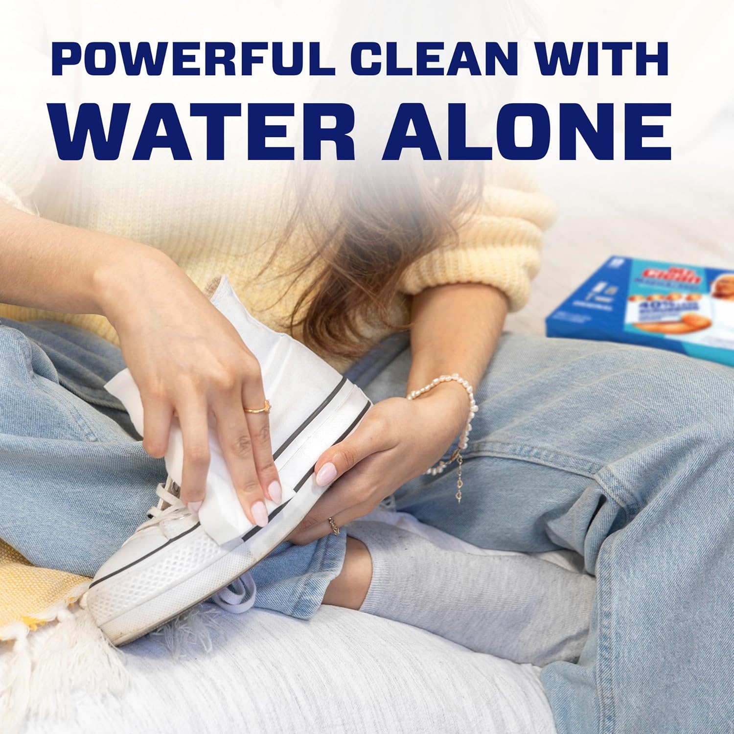 Mr clean magic eraser provides a powerful clean with water alone