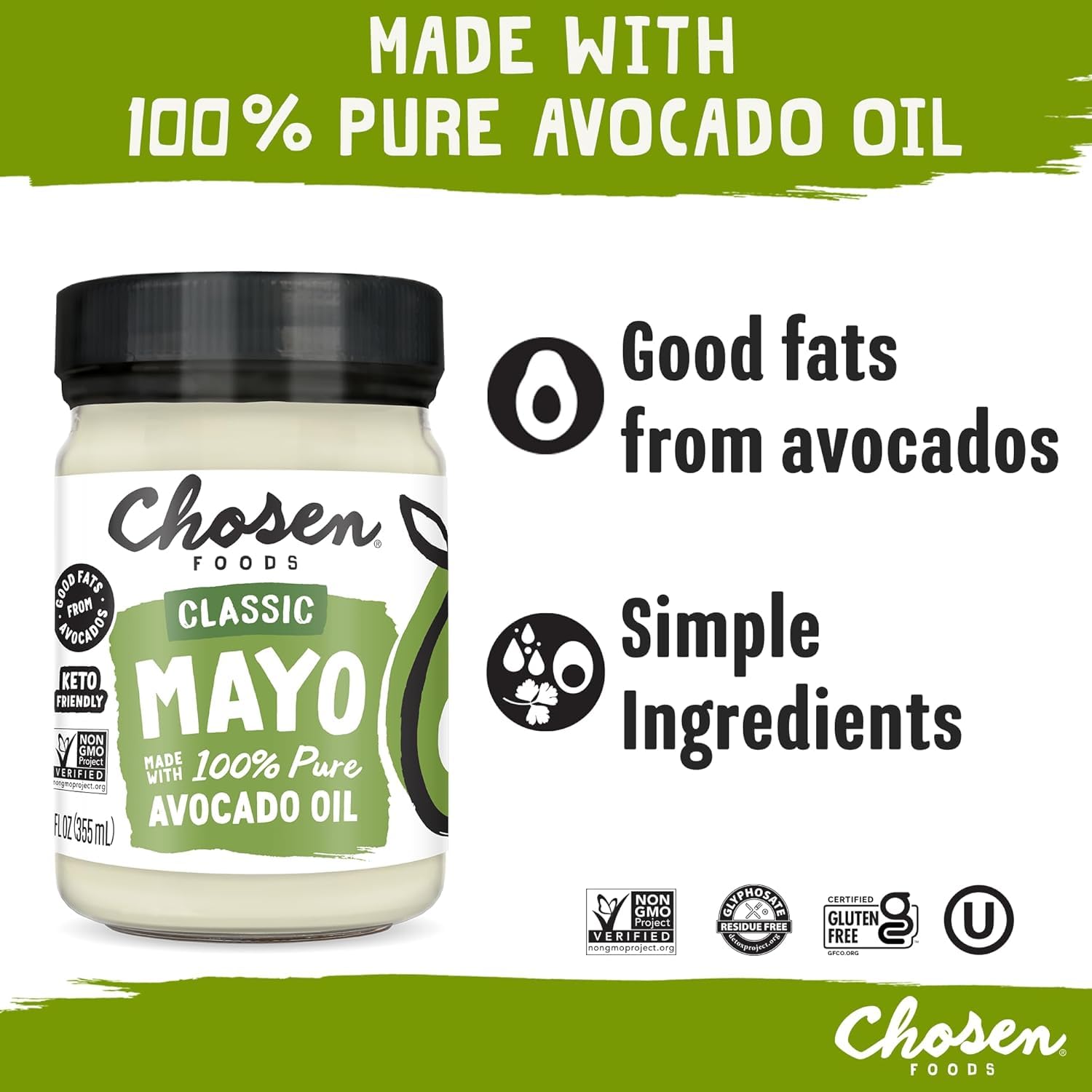 Chosen Foods Avocado Oil Mayo | 12 Oz (355 ml)