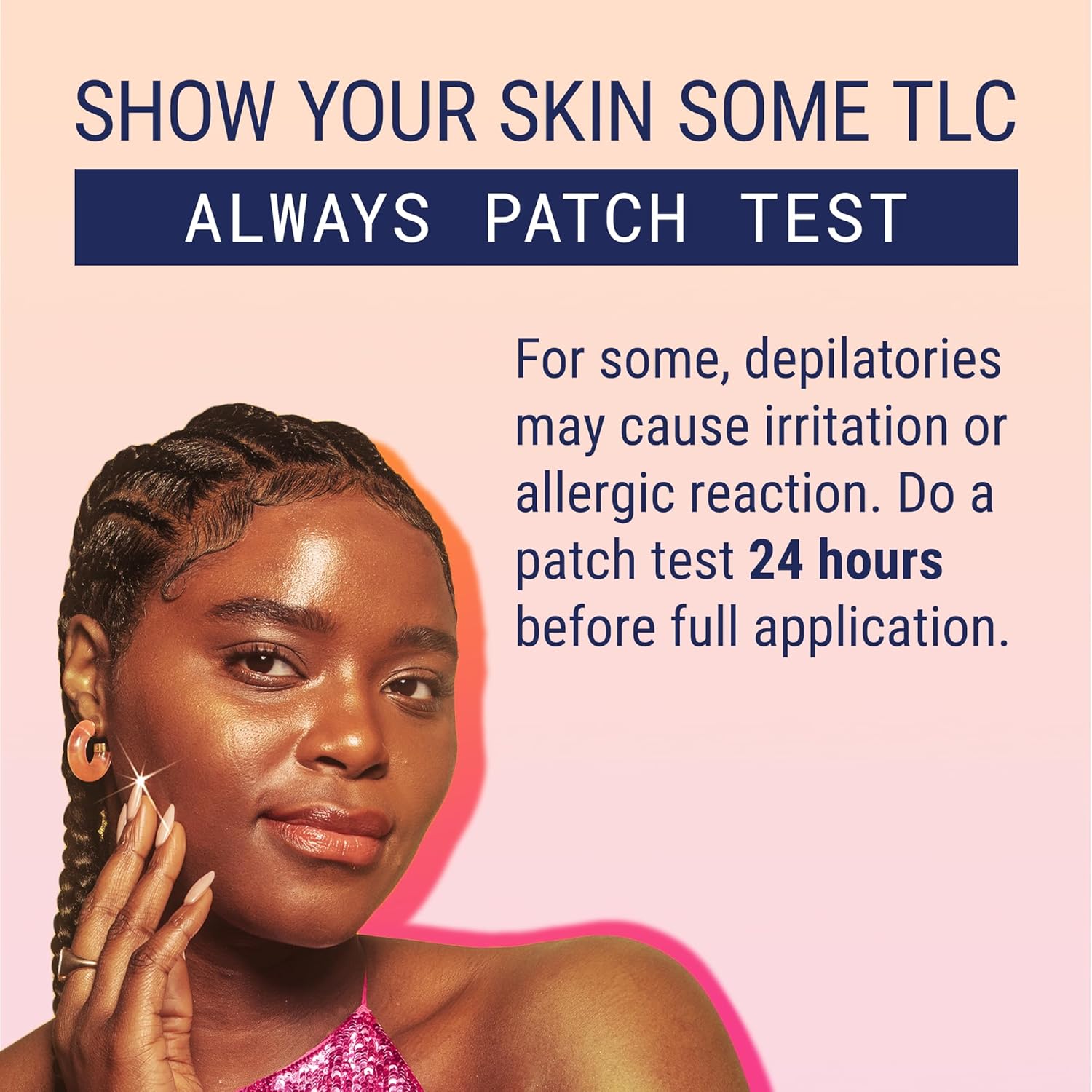 Nair face cream hair removal precaution - always patch test 24 hours before application.