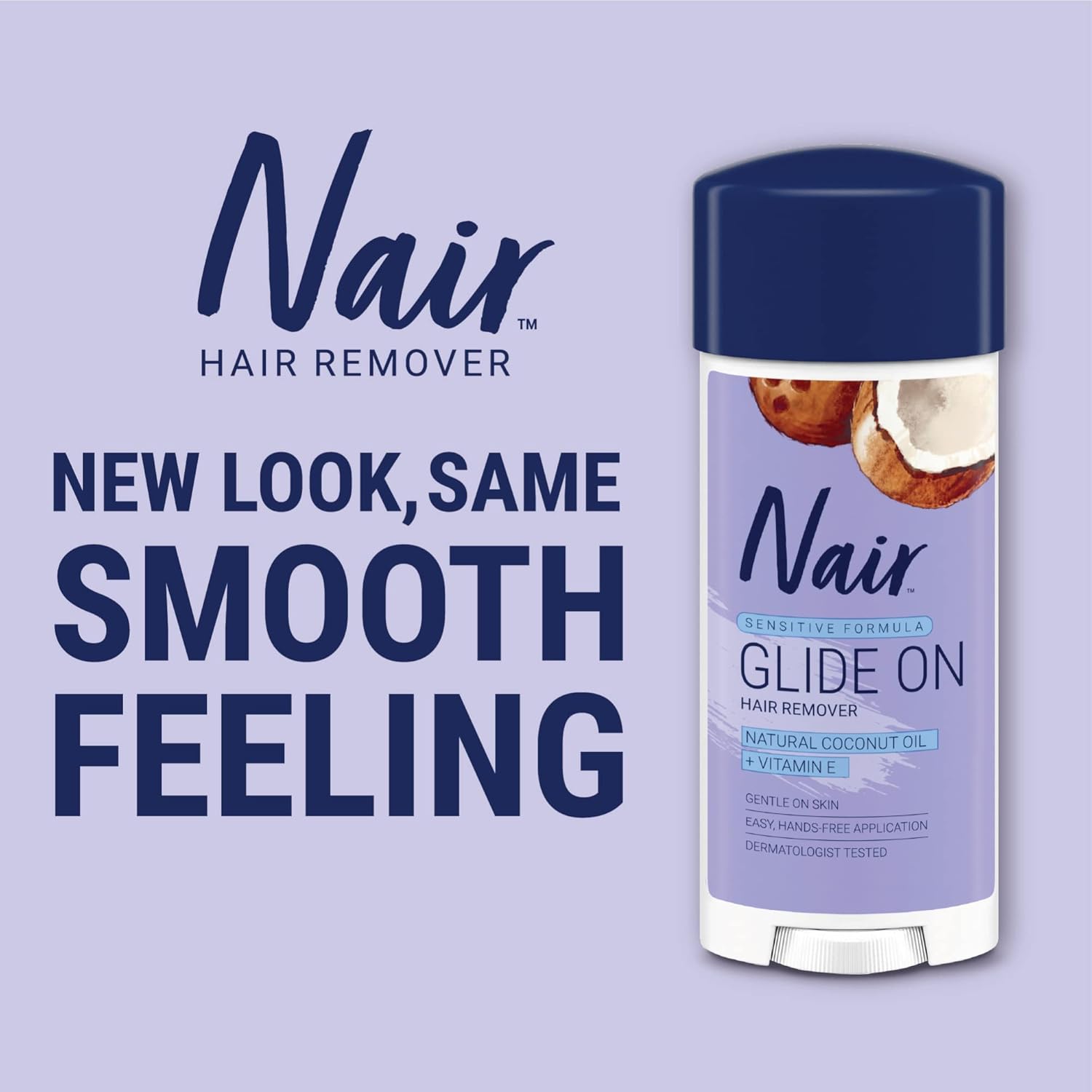 Nair hair remover glide on for sensitive skin - new look for same smooth feeling.