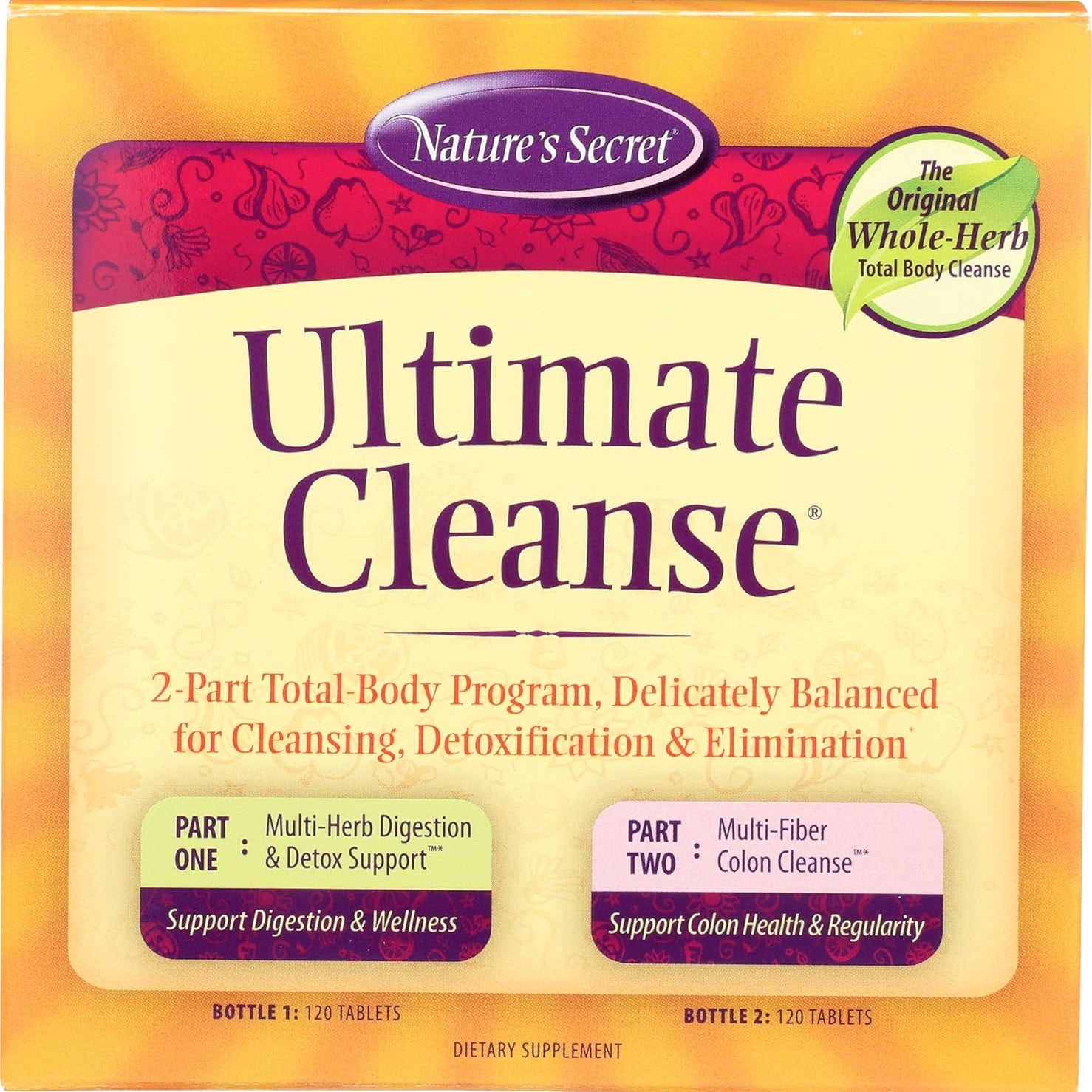 Natures Secret ultimate cleanse, 2-part total body program delicately balanced for cleansing, detoxification & elimination.