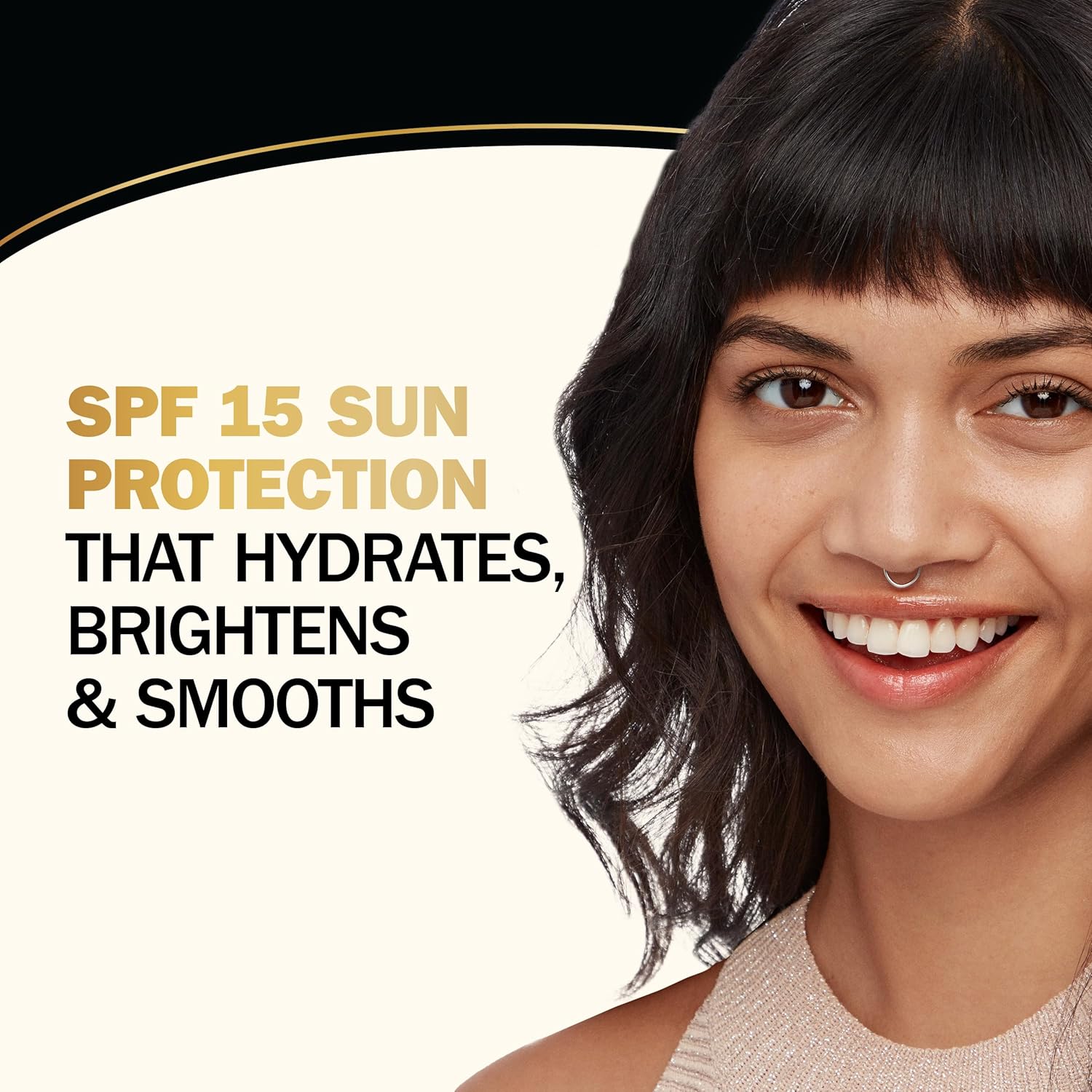 Olay total effects 7-in-1 moisturizer includes SPF 15 sun protection that hydrates, brightens and smoothes the skin.