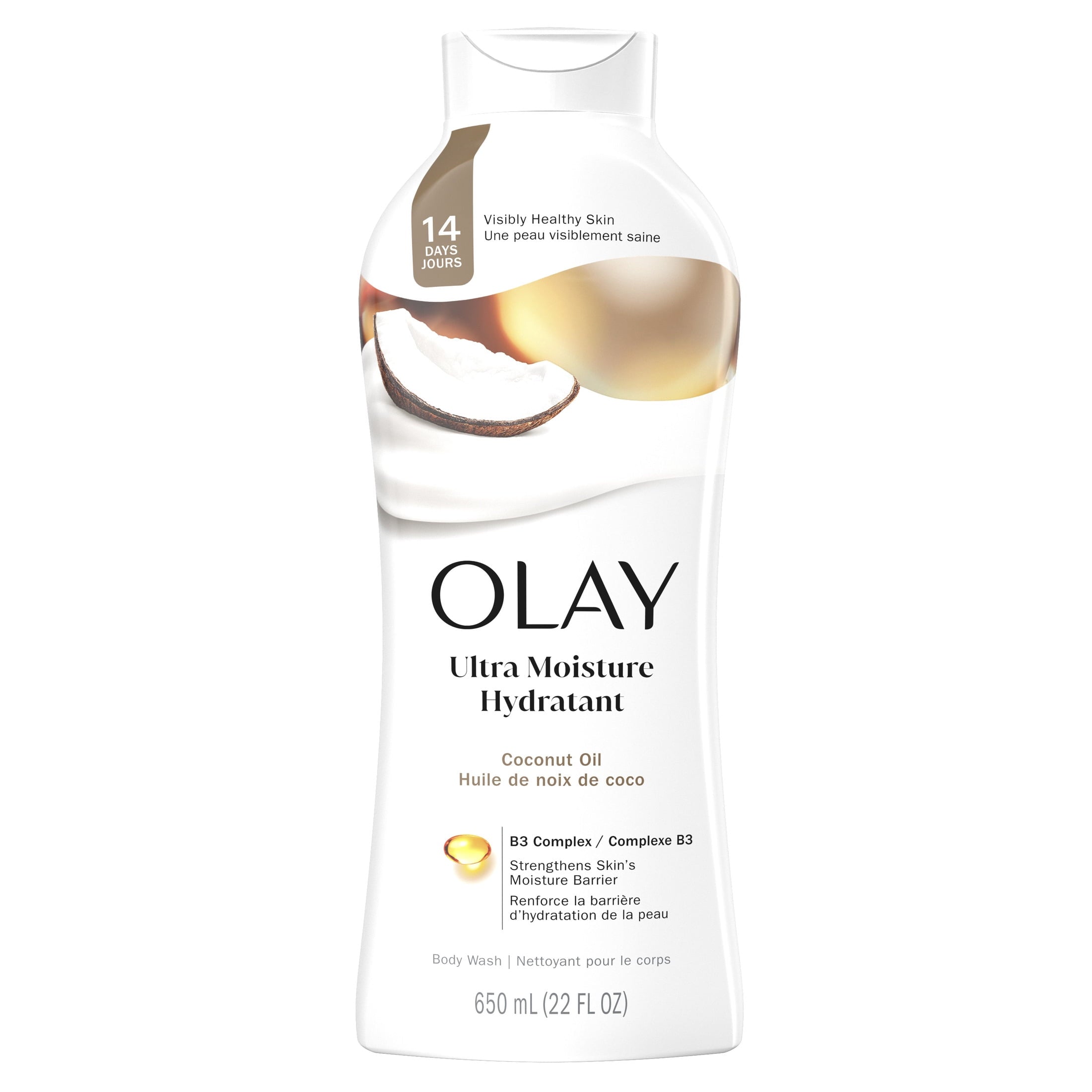 Olay ultra moisture hyratant body wash with coconut oil.